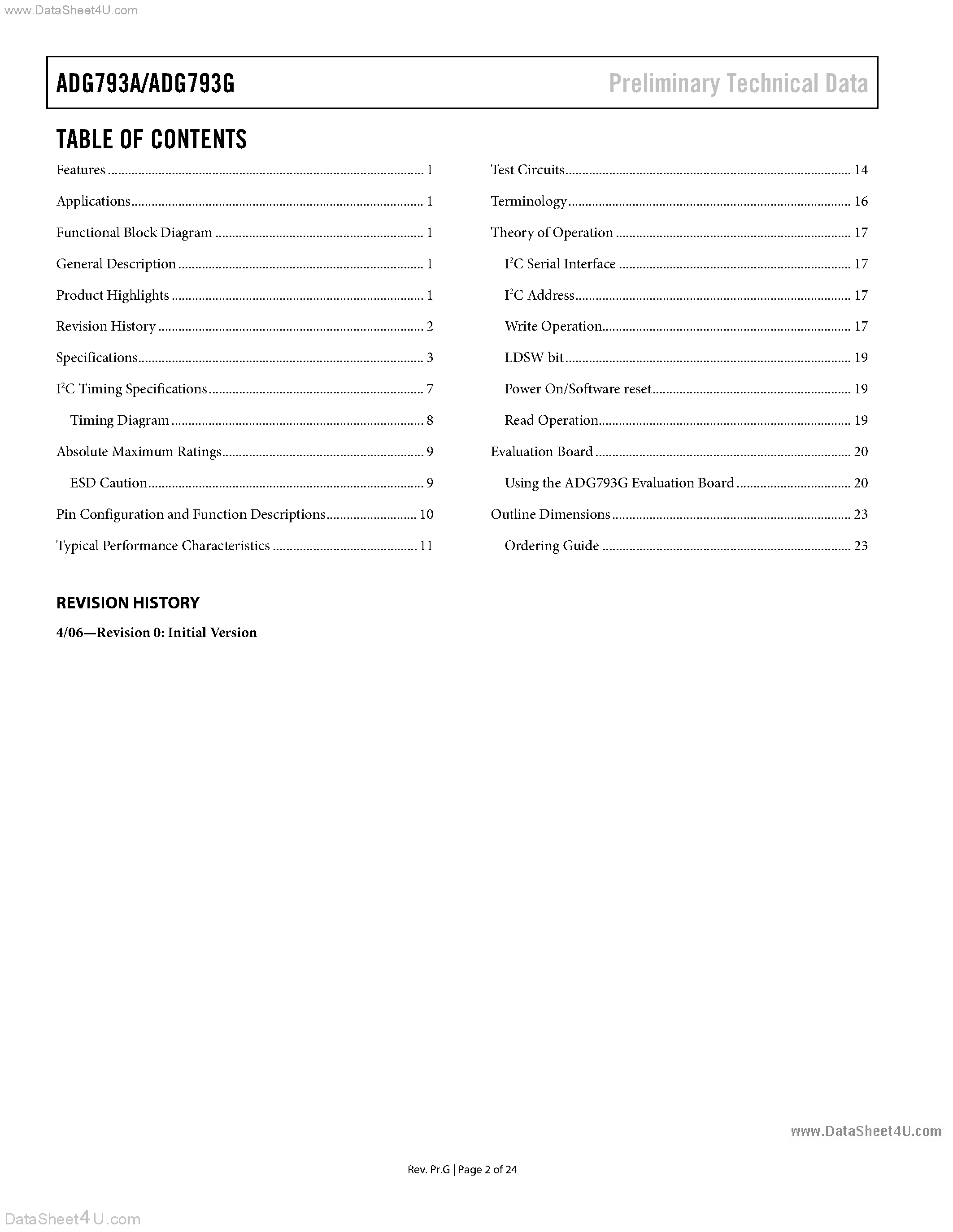Datasheet ADG793A - Triple 3:1 Multiplexer page 2