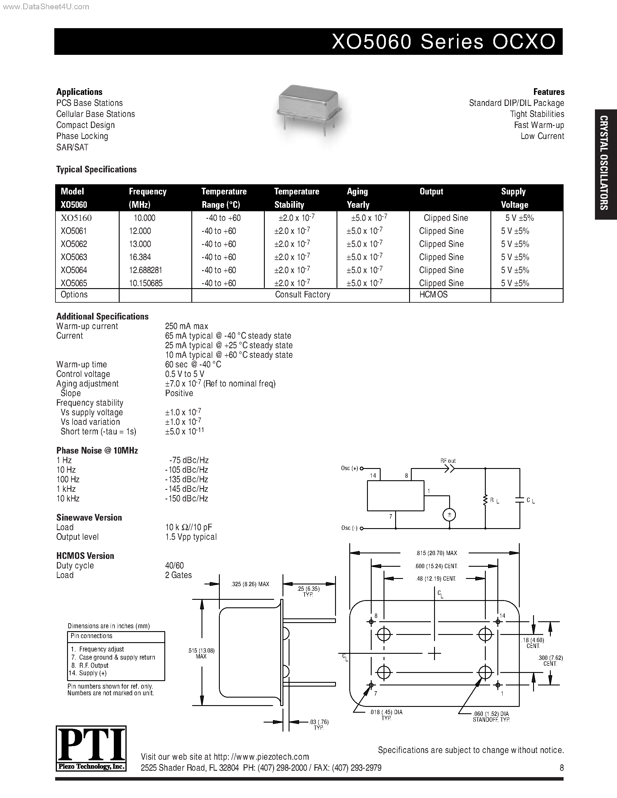 Даташит на микросхему XO5060 страница 1 Даташит XO5060 - (XO5060 - XO5065) Standard DIP/DIL Package страница 1