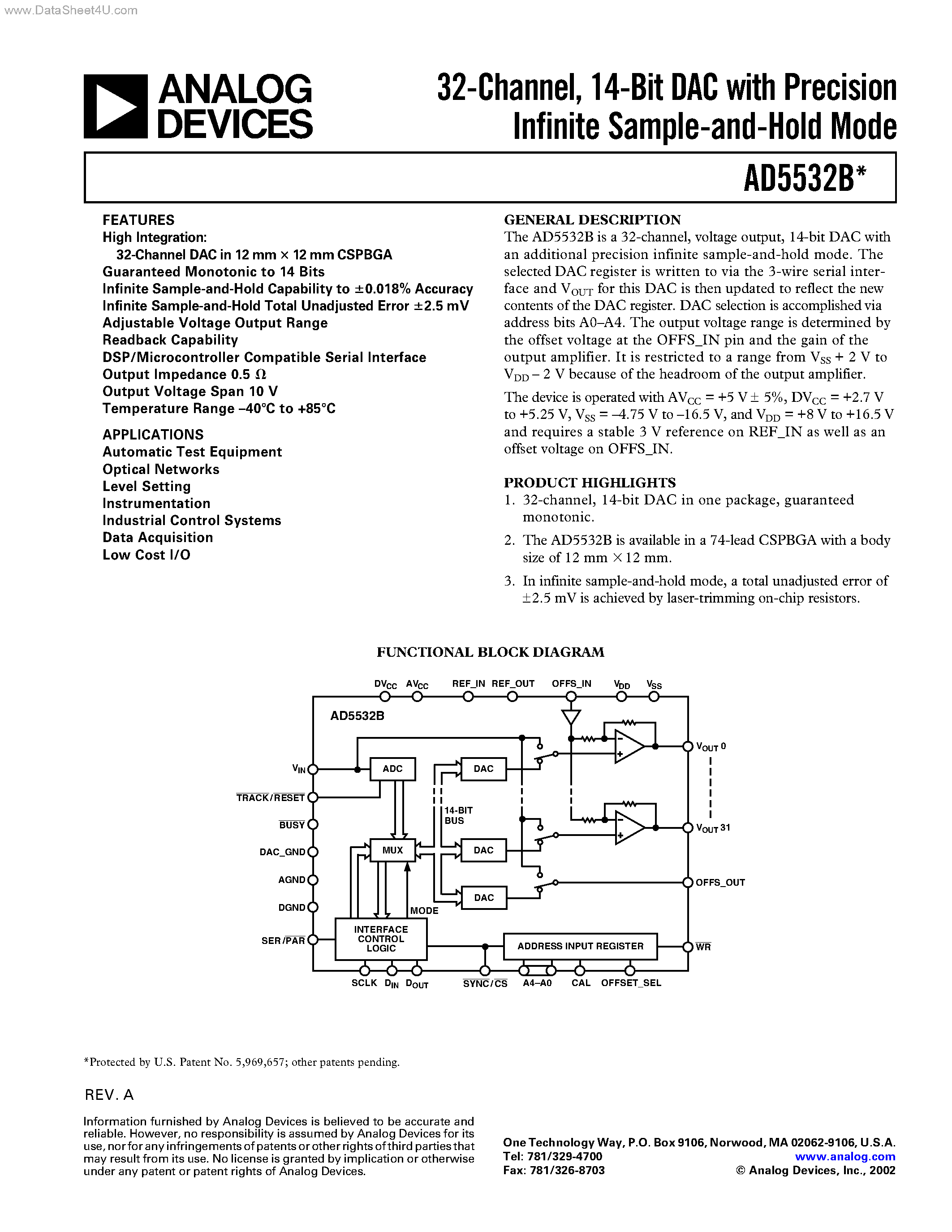 Даташит AD5532B - 14-Bit DAC страница 1