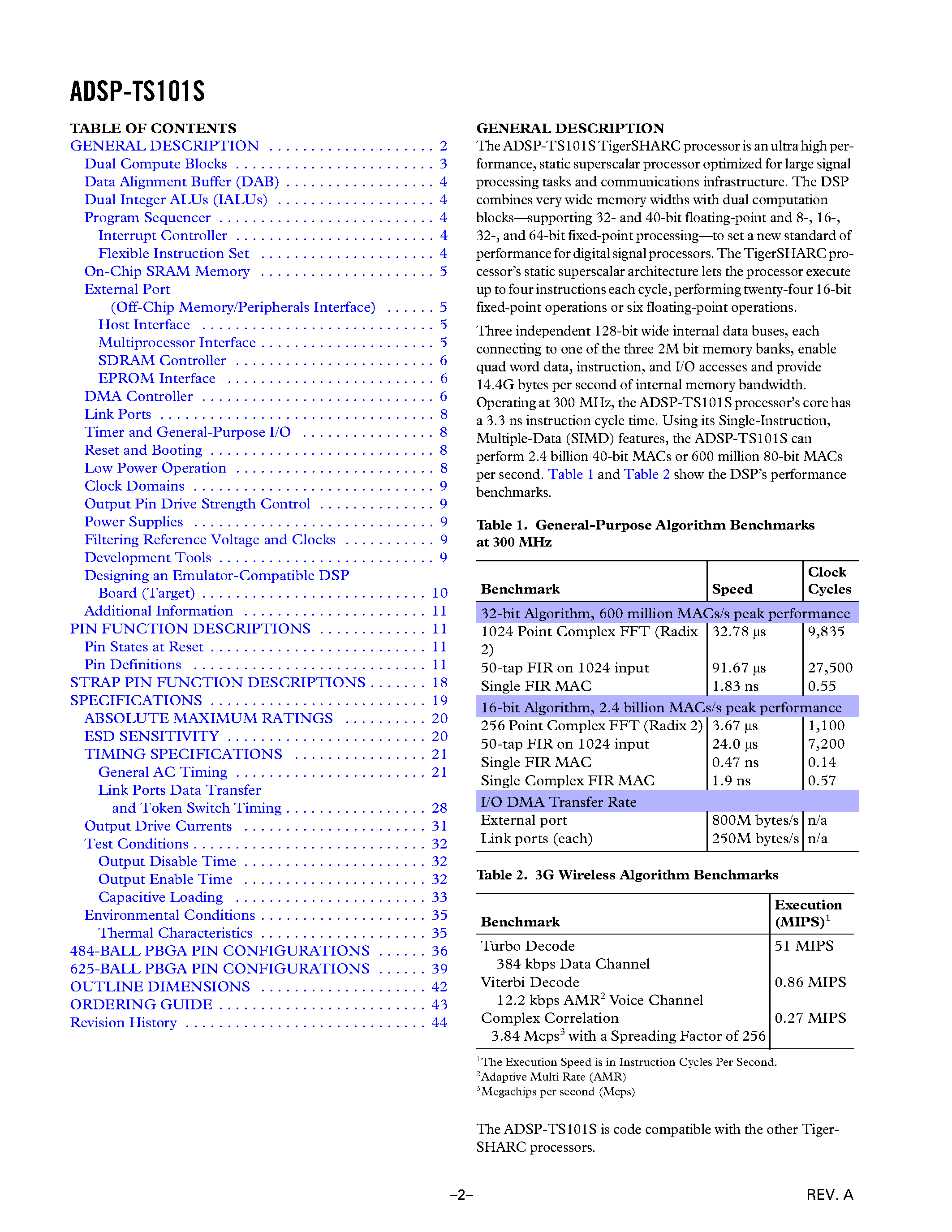 Datasheet ADSP-TS101S - Embedded Processor page 2
