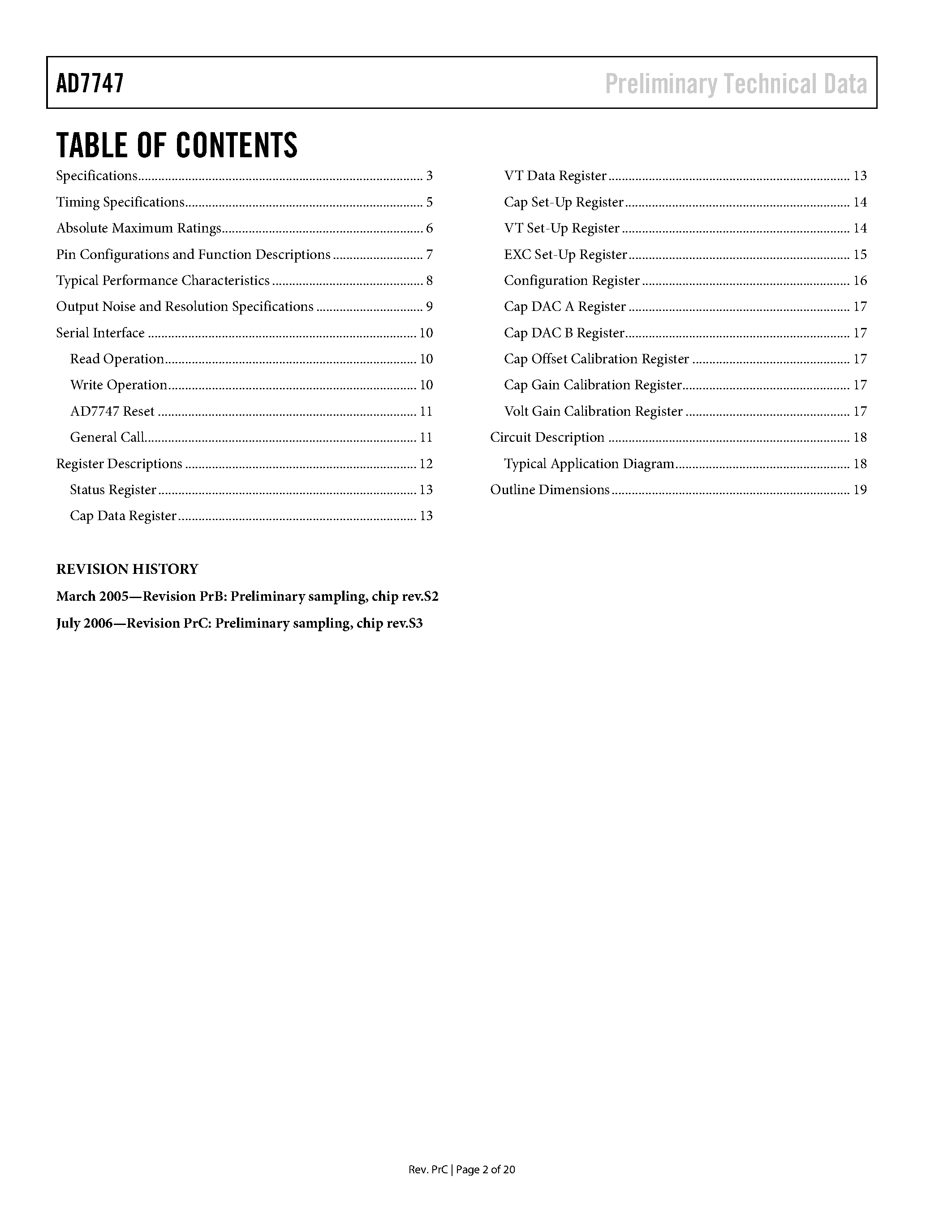 Datasheet AD7747 - 24-Bit Capacitance-to-Digital Converter page 2