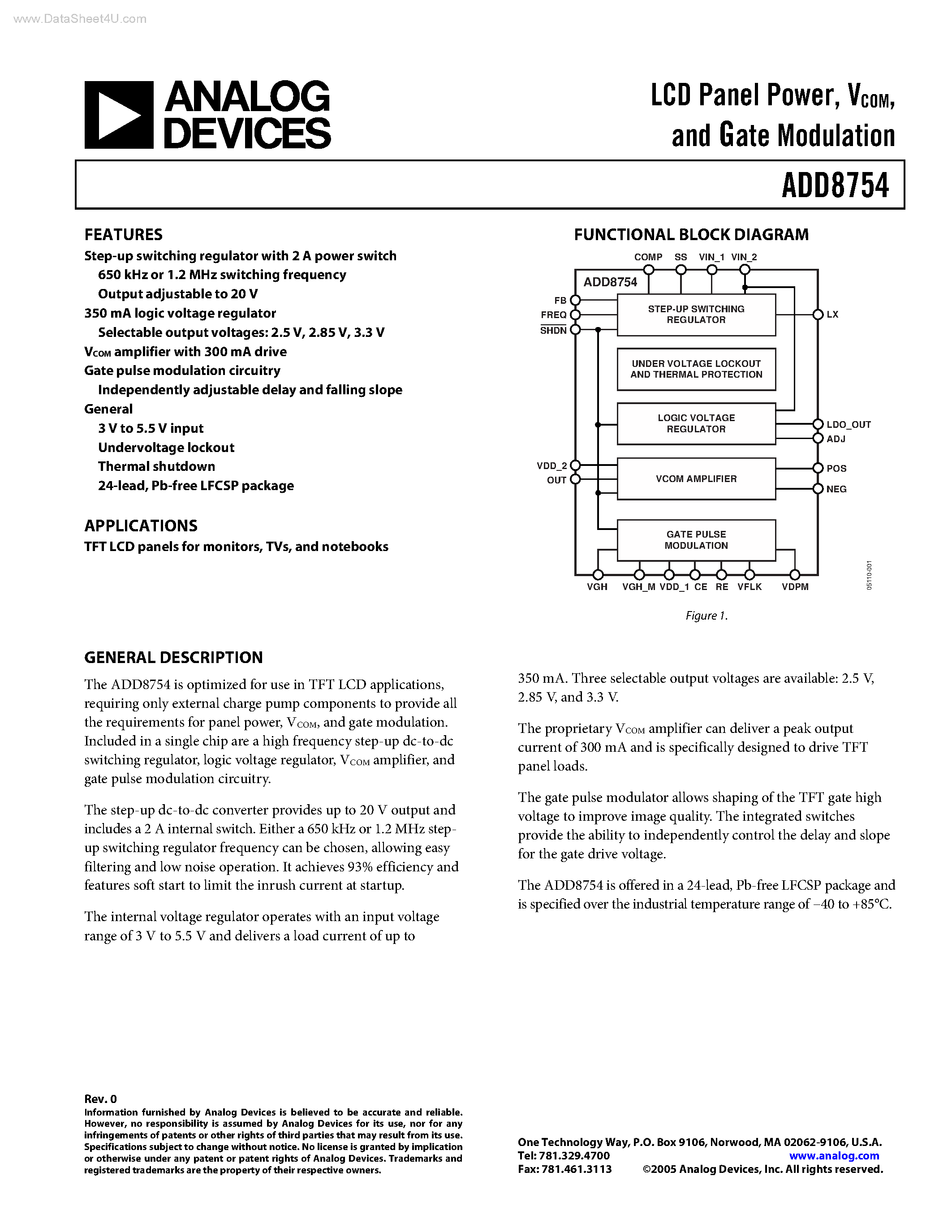 Datasheet ADD8754 - Gate Modulation page 1