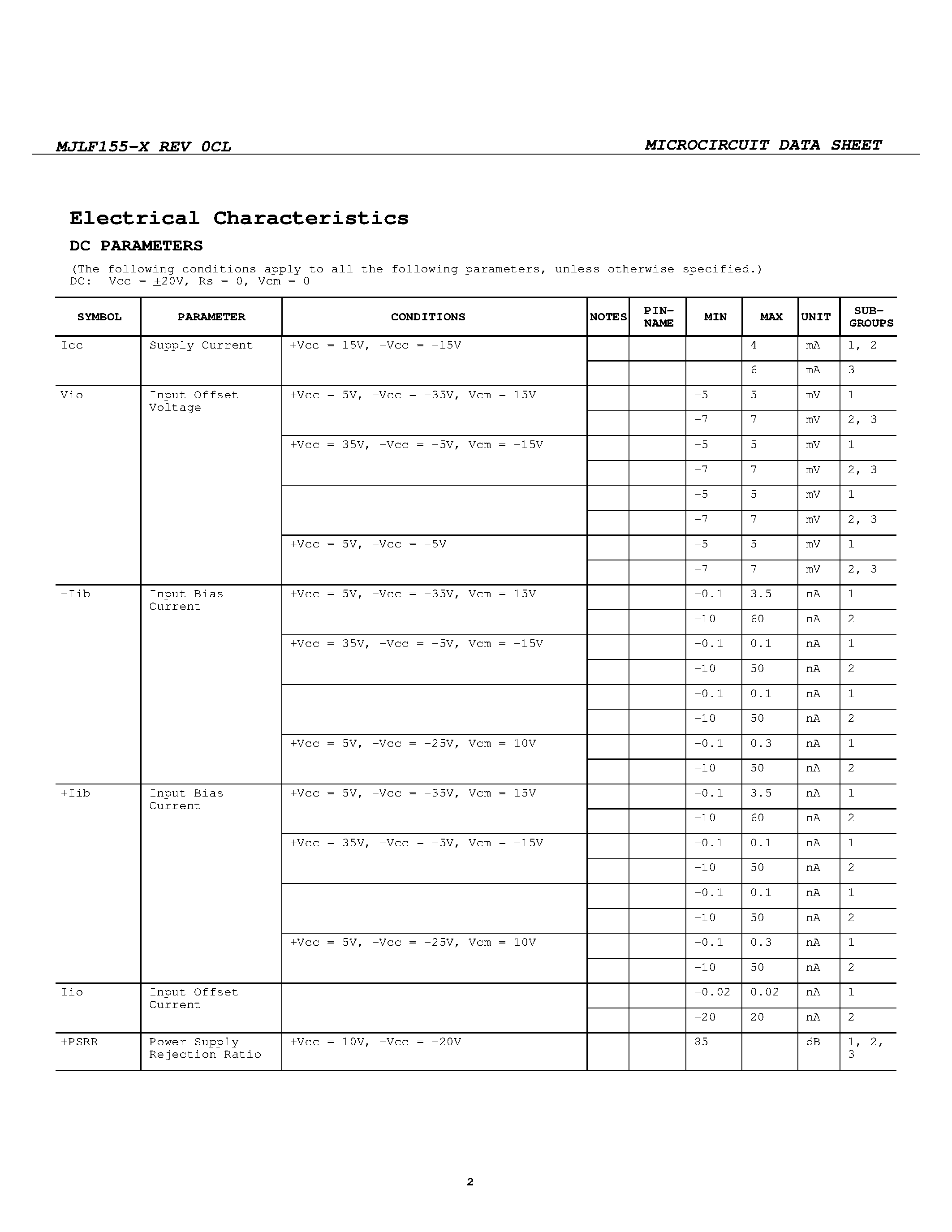 Datasheet MJLF155-X page 2 Datasheet MJLF155-X - JFET INPUT LOW POWER page 2