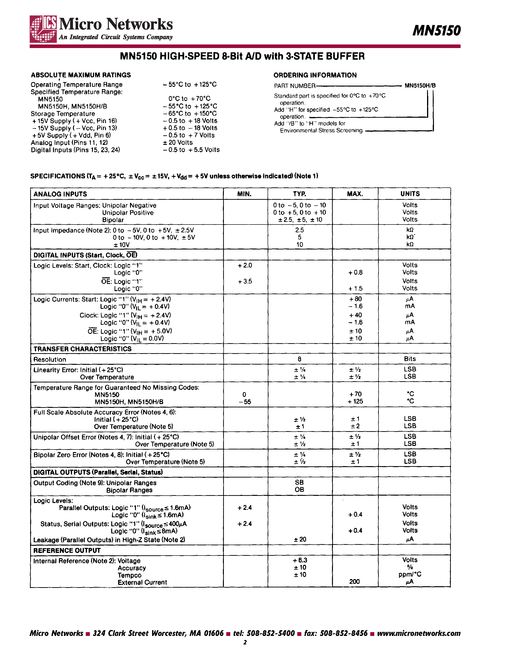 Даташит MN5150 - High-speed 8-bit A/D Converters страница 2