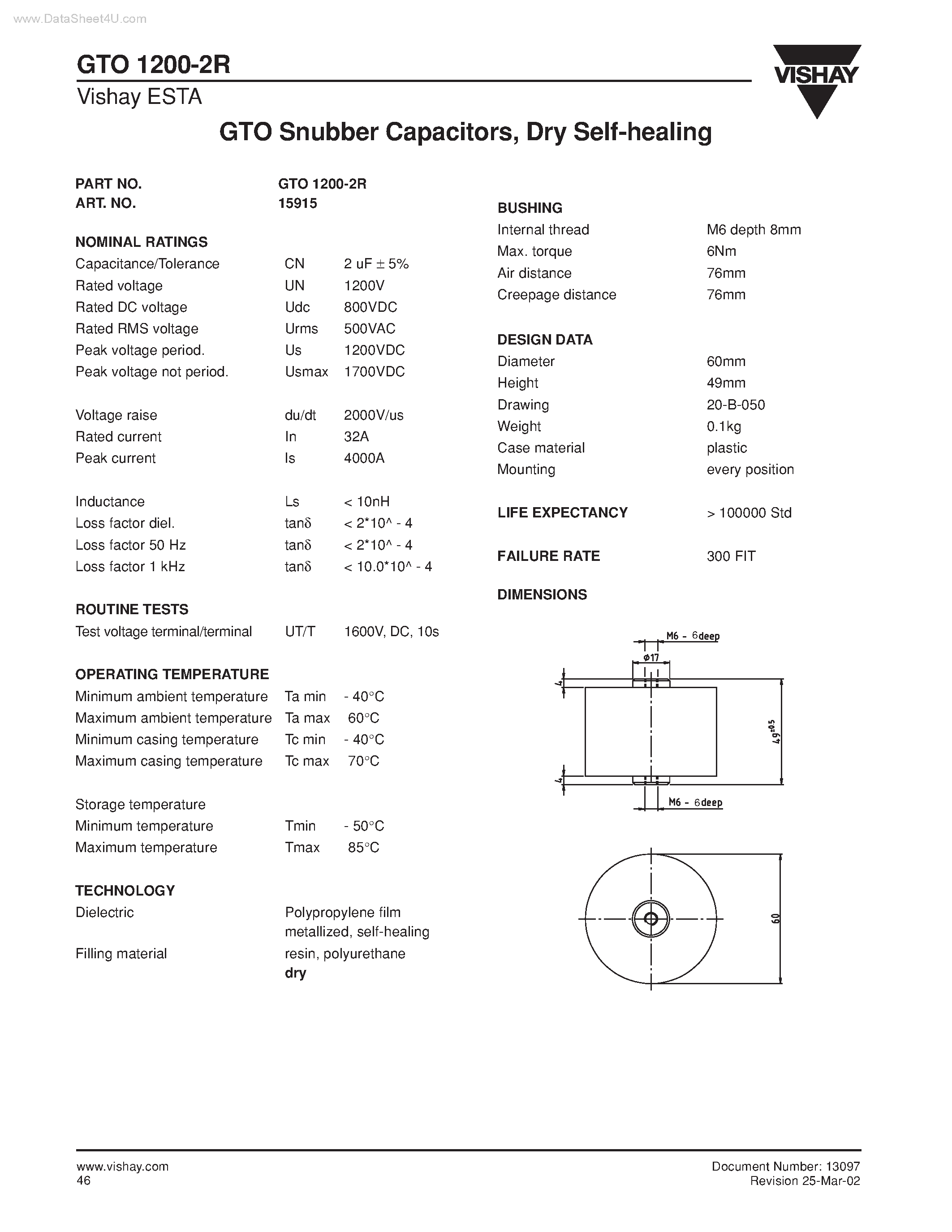 Datasheet GTO1200-2R - Snubber Capacitors page 1