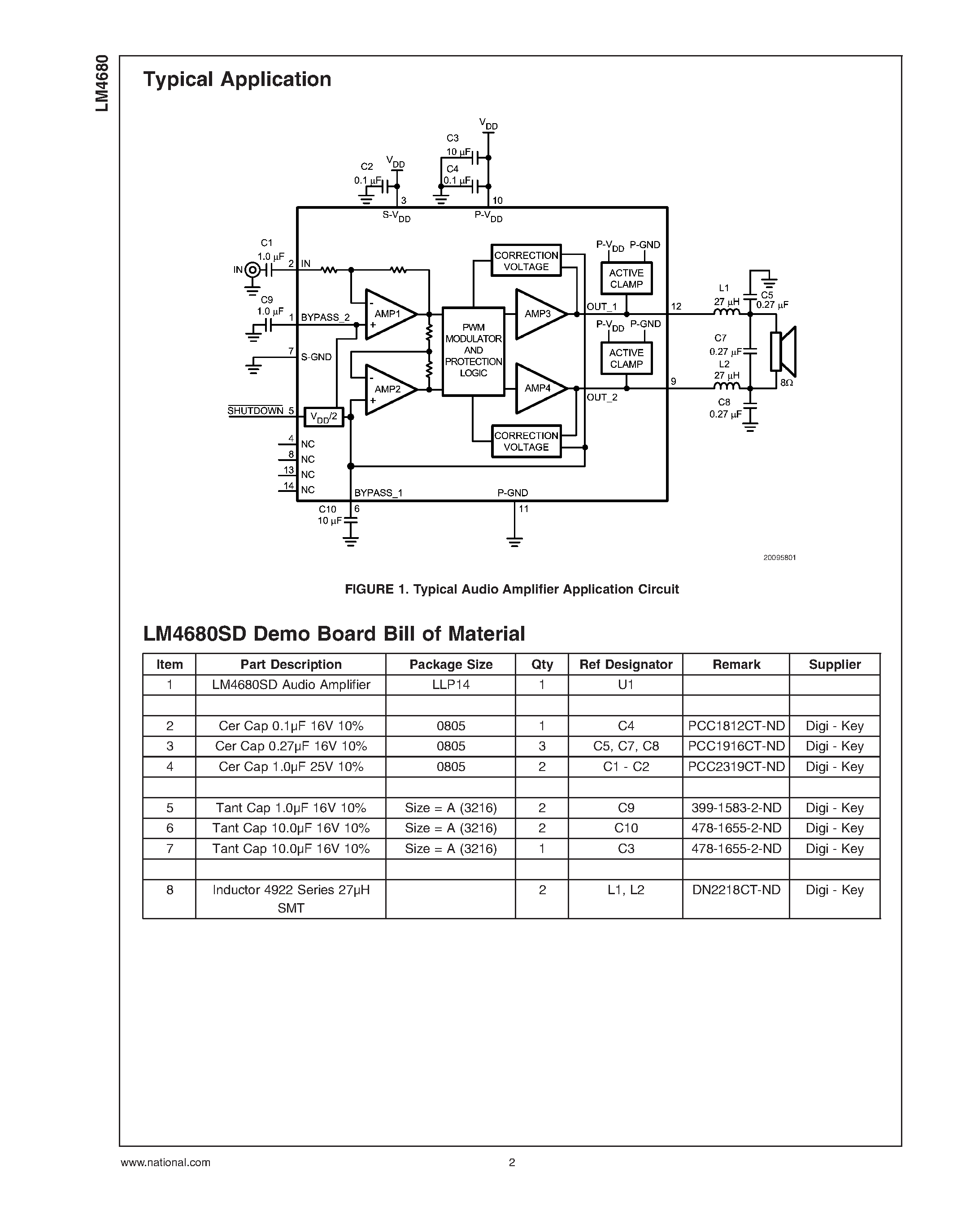 Datasheet LM4680 - High-Efficiency Mono BTL Audio Power Amplifier page 2