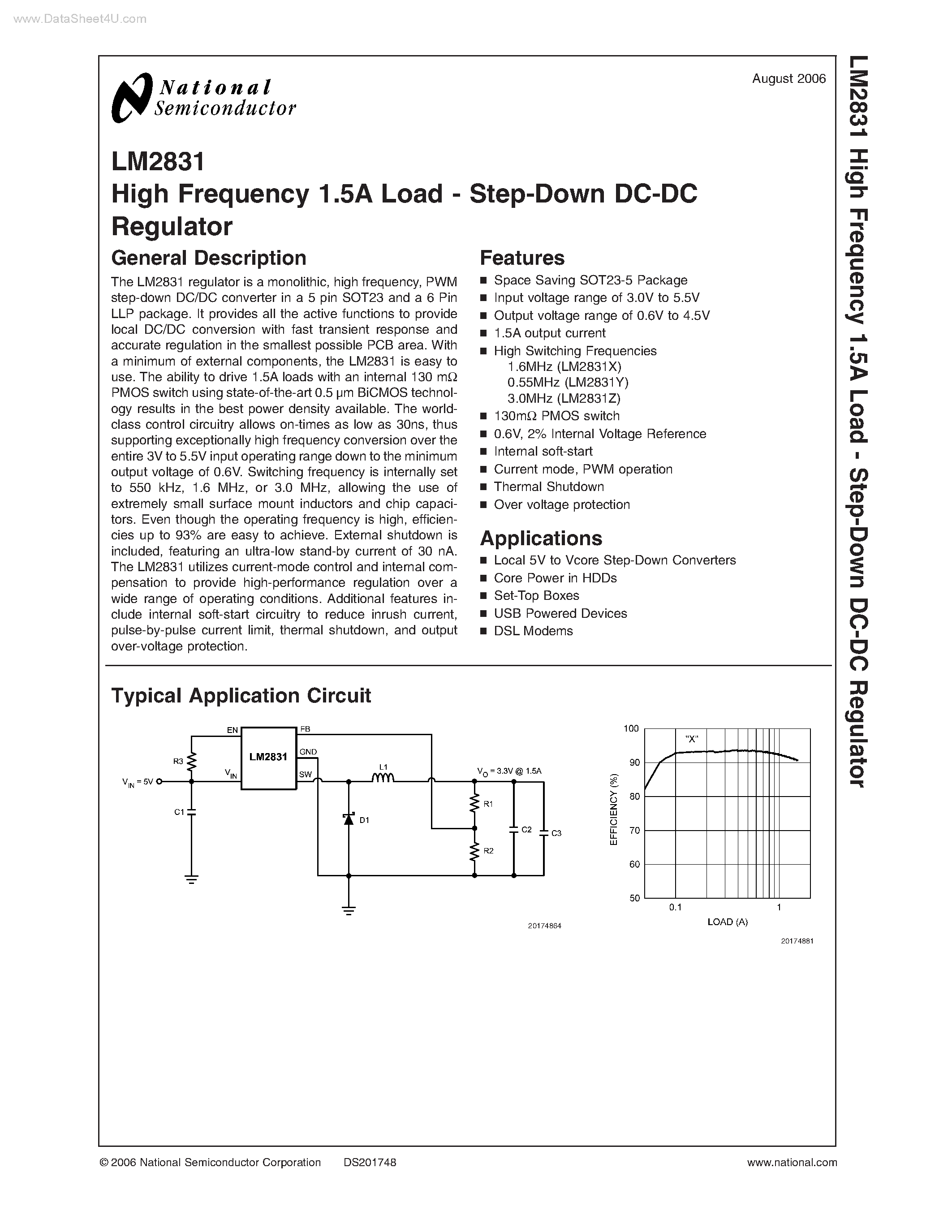 Datasheet LM2831 - High Frequency 1.5A Load - Step-Down DC-DC Regulator page 1