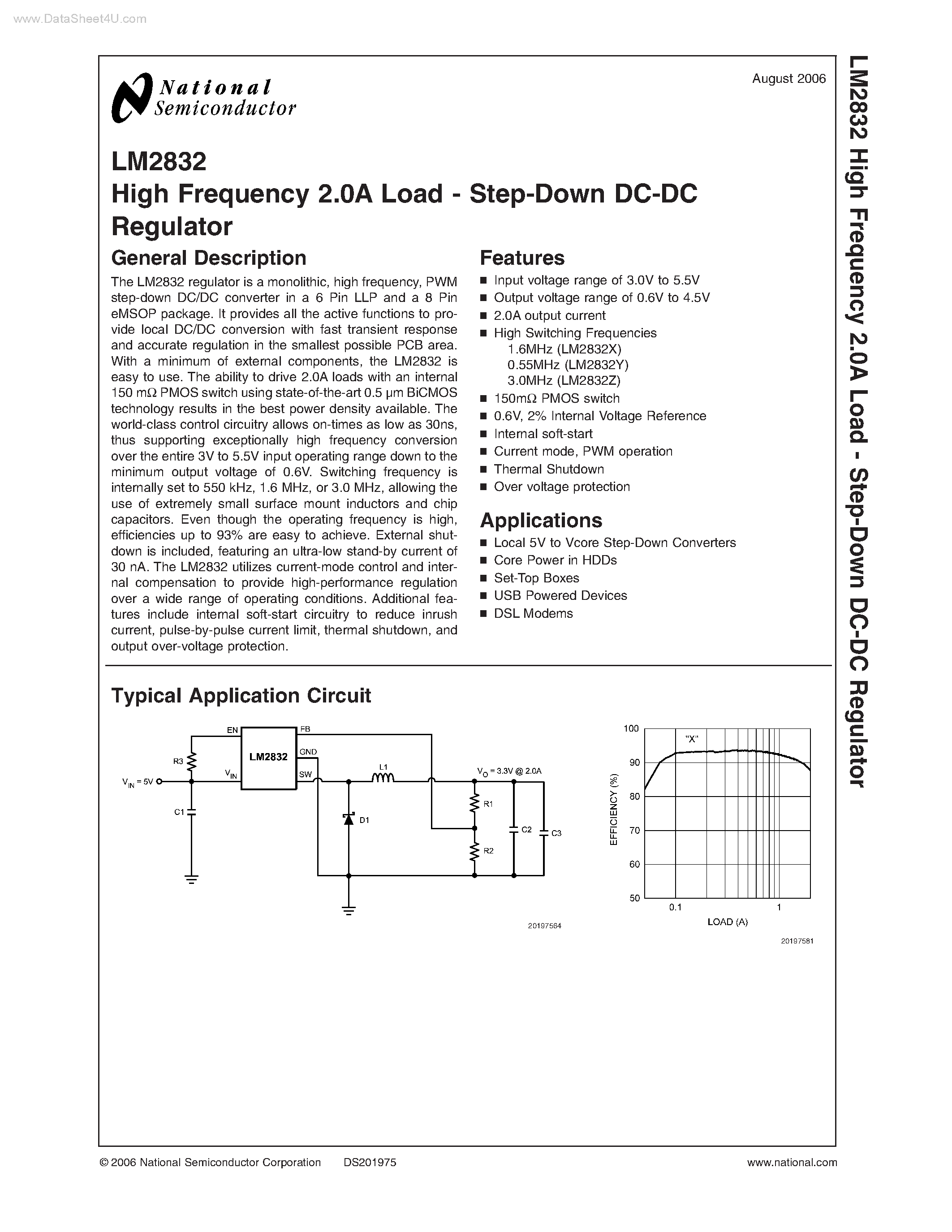 Datasheet LM2832 - High Frequency 2.0A Load - Step-Down DC-DC Regulator page 1