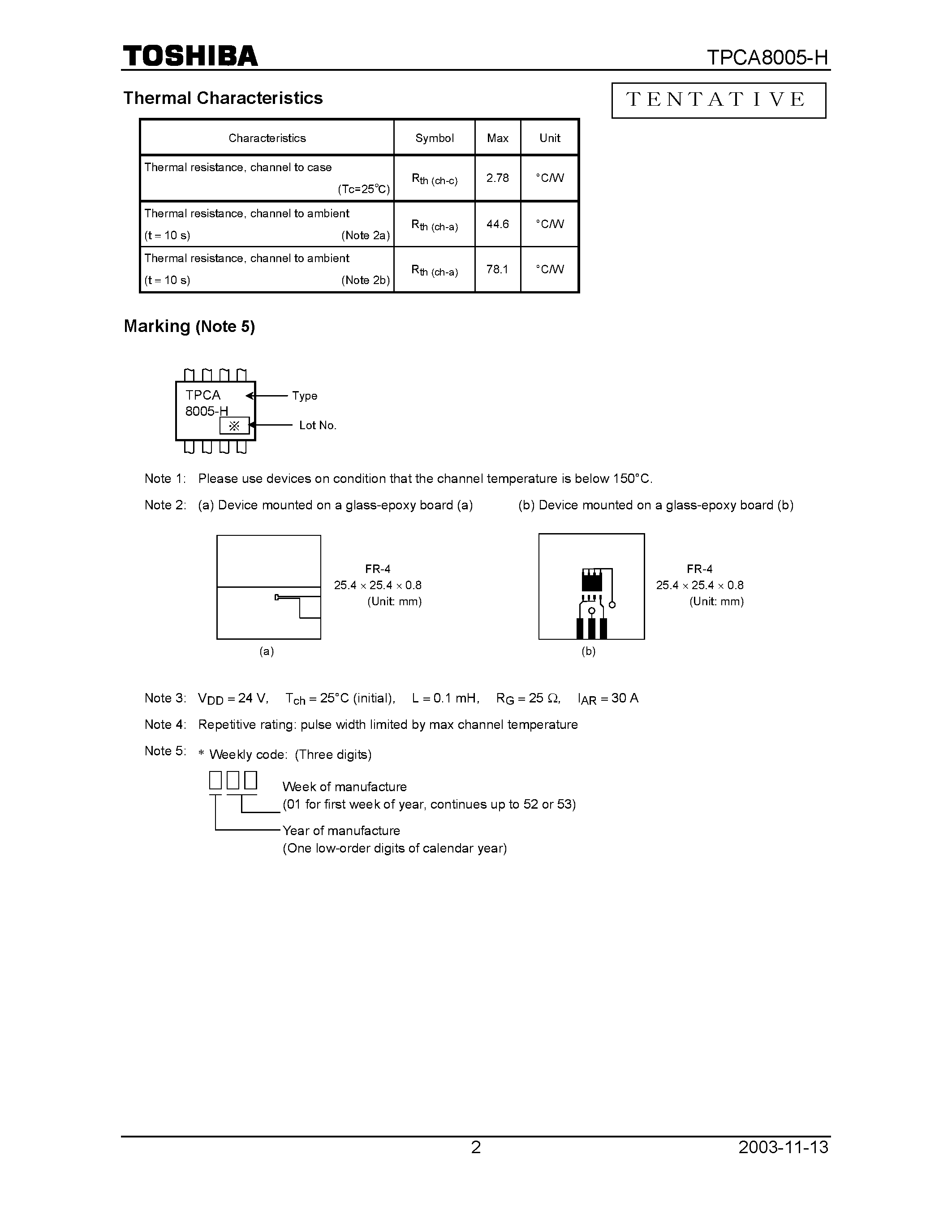 Datasheet TPCA8005-H - Silicon N Channel MOS Type page 2