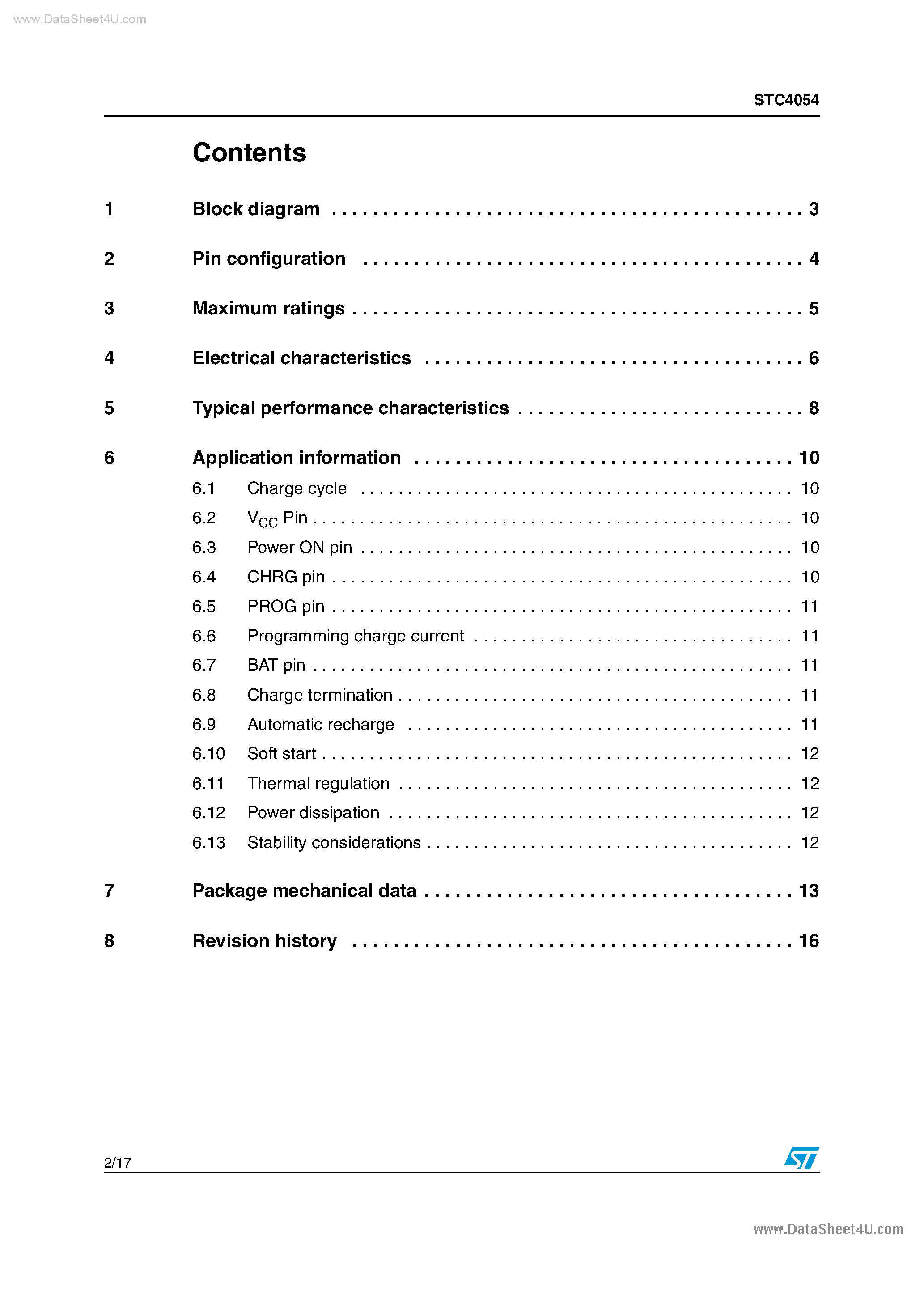 Datasheet STC4054 - Standalone Linear Li-Ion Battery Charger page 2