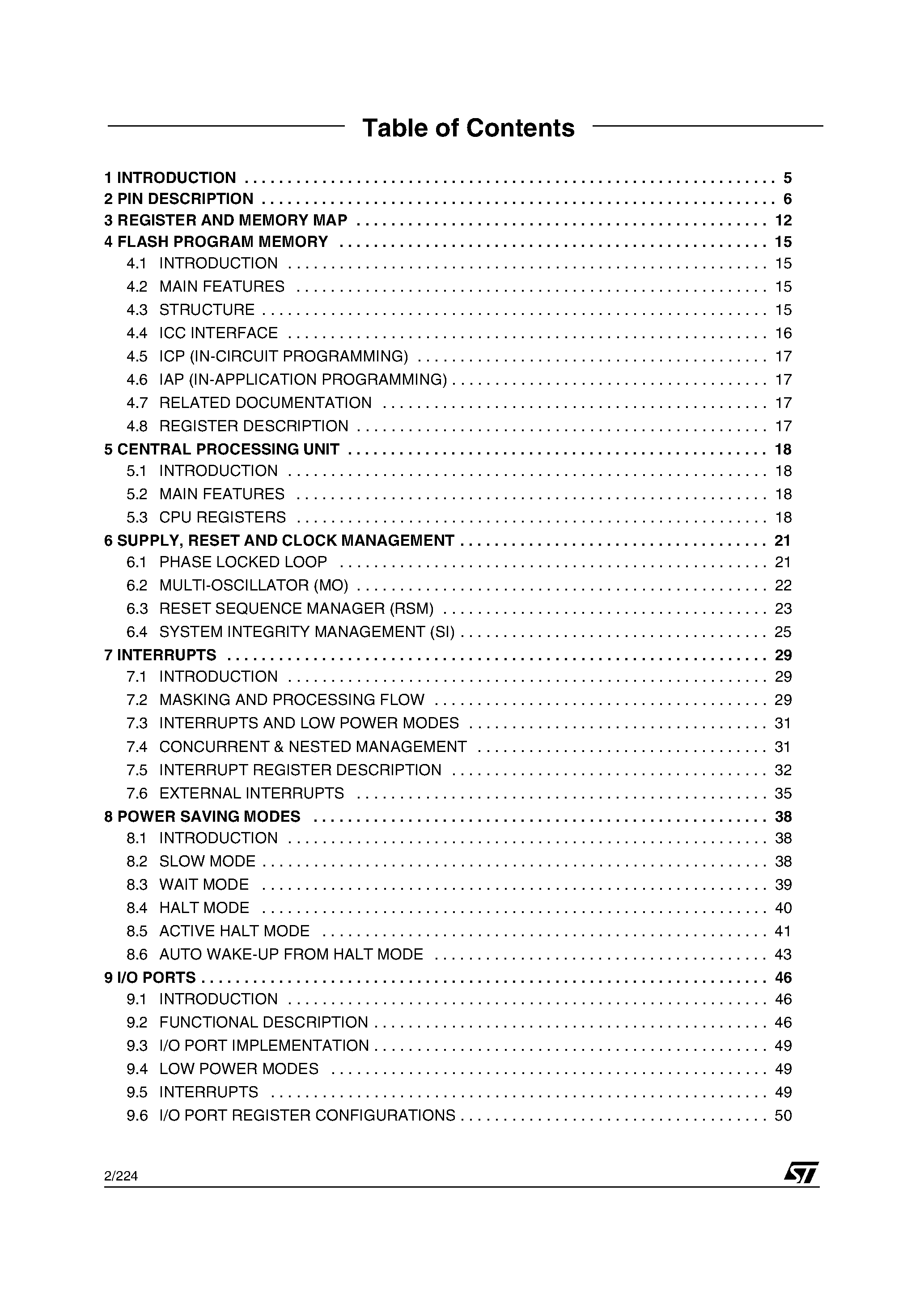 Datasheet ST72361 - 8-BIT MCU page 2