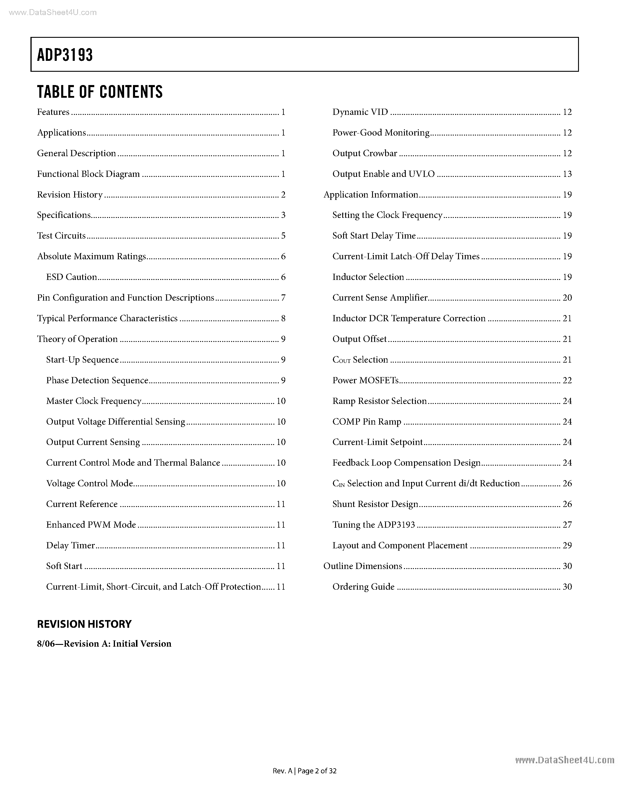 Datasheet ADP3193 - 8-Bit Programmable Synchronous Buck Controller page 2