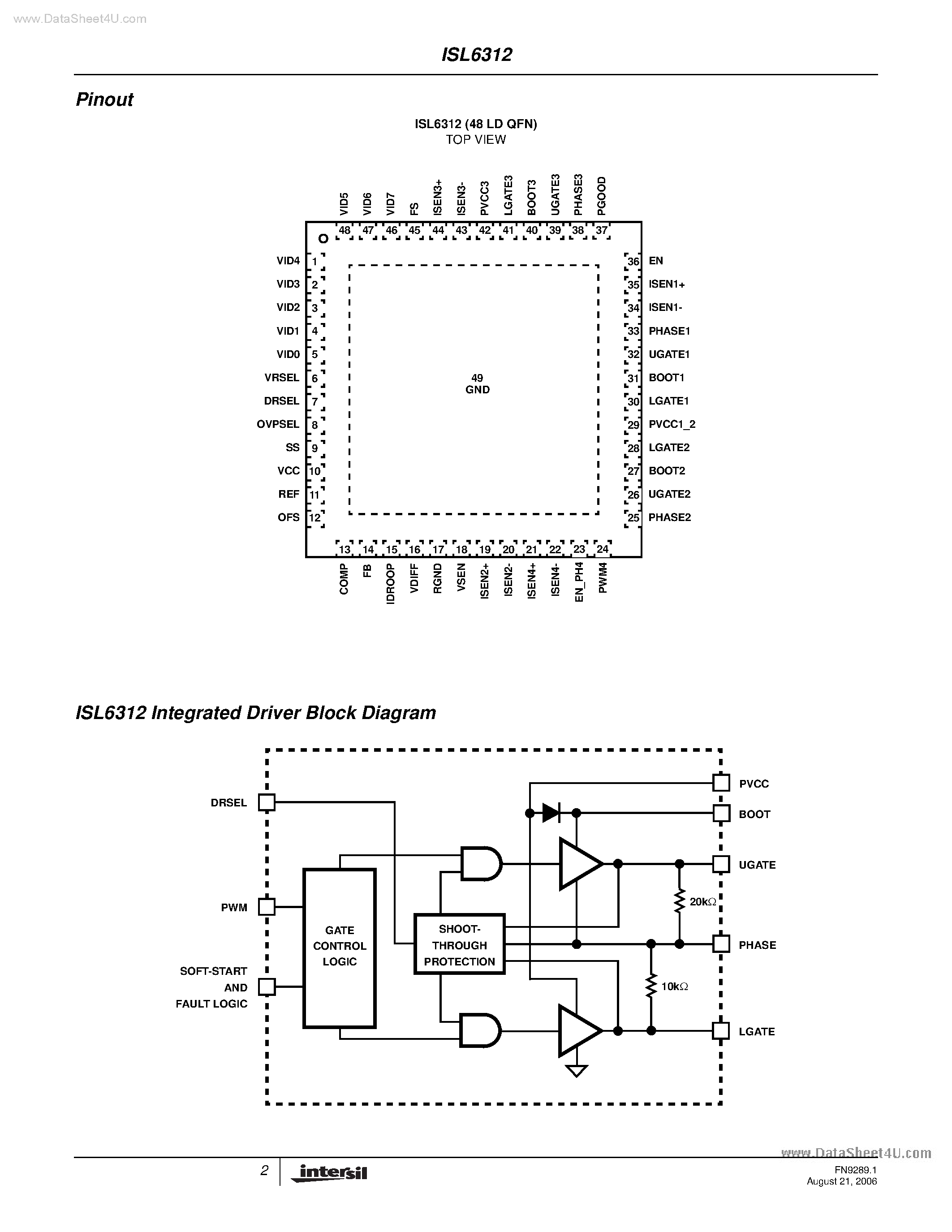 Datasheet ISL6312 page 2 Datasheet ISL6312 - 4-Phase Buck PWM Controller page 2