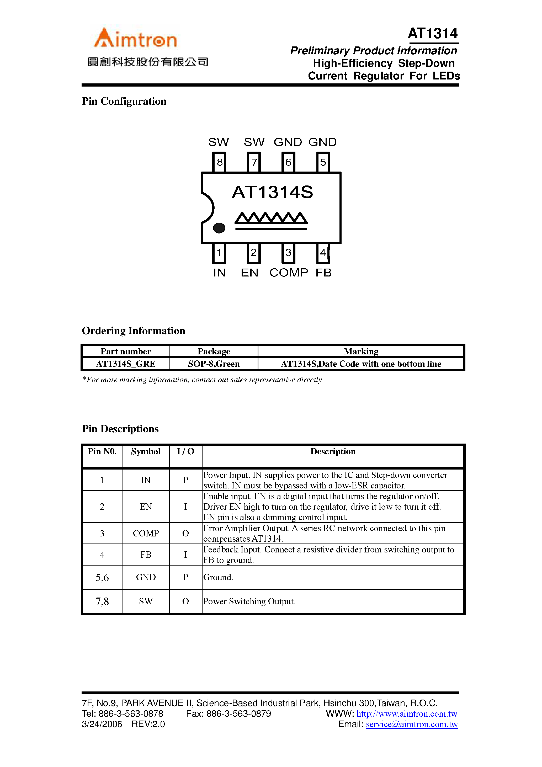 Даташит AT1314 - High-Efficiency Step-Down Current Regulator страница 2
