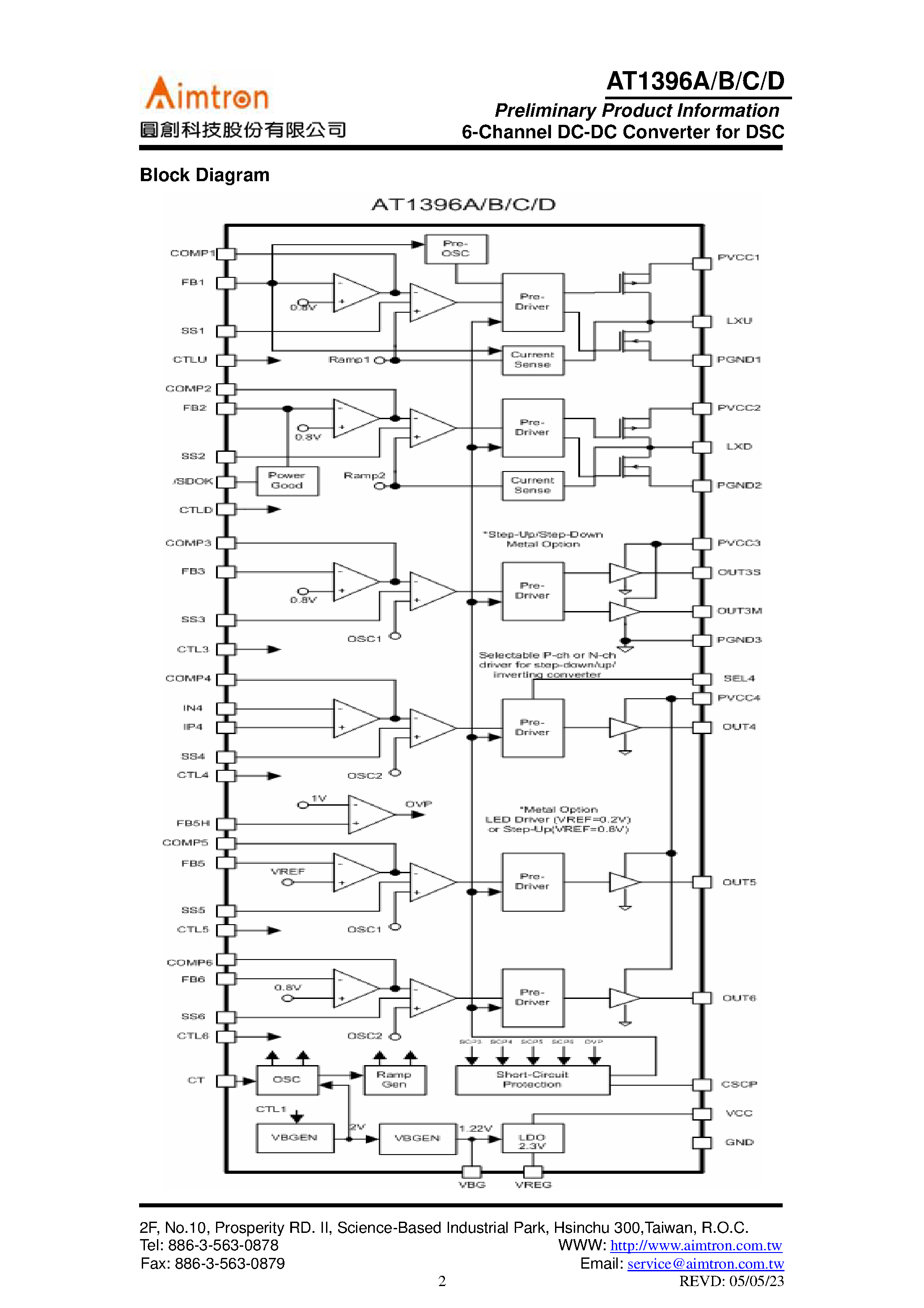 Datasheet AT1396A - Preliminary Product Information 6-Channel DC-DC Converter page 2