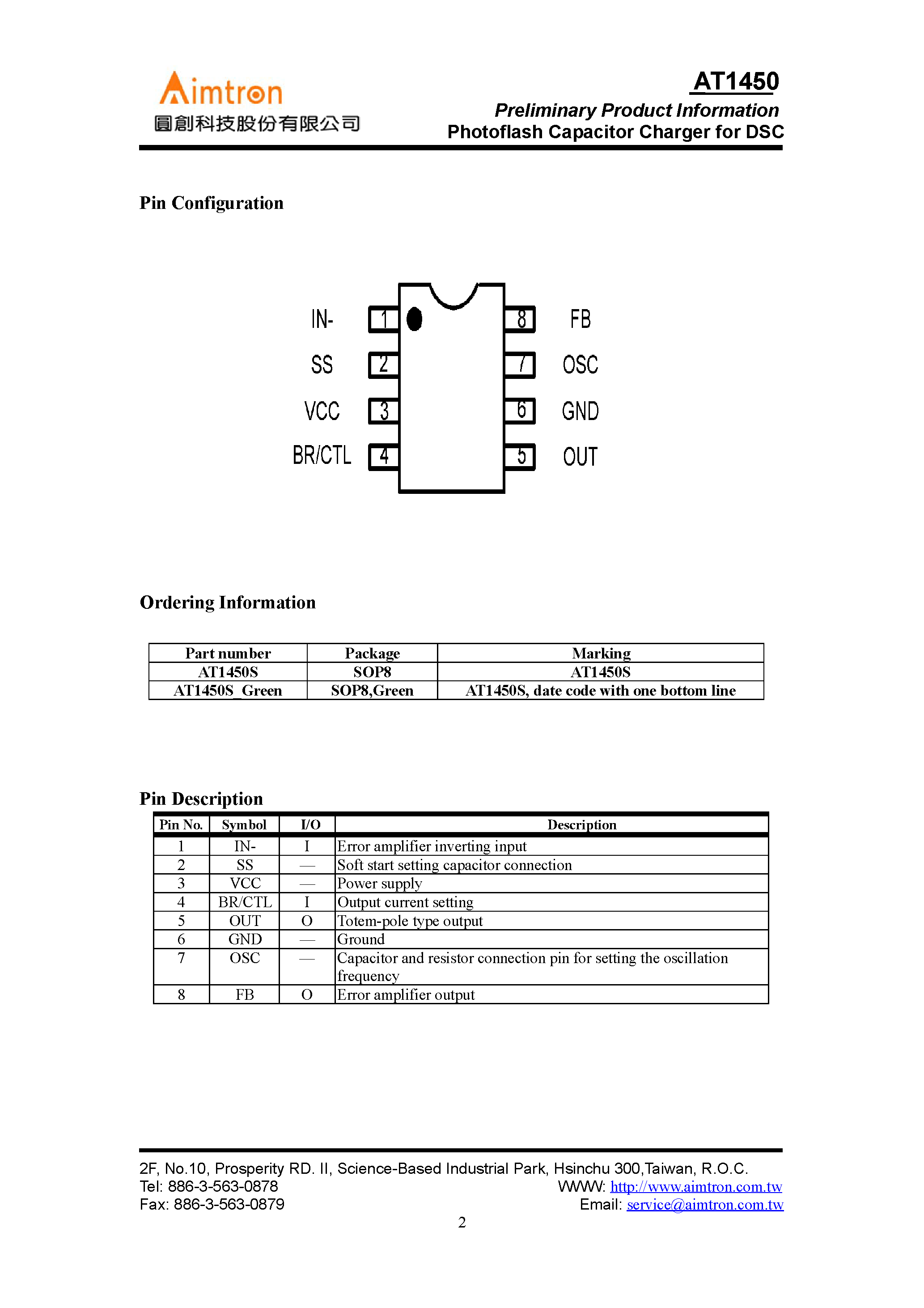 Datasheet AT1450 - Photoflash Capacitor Charger page 2