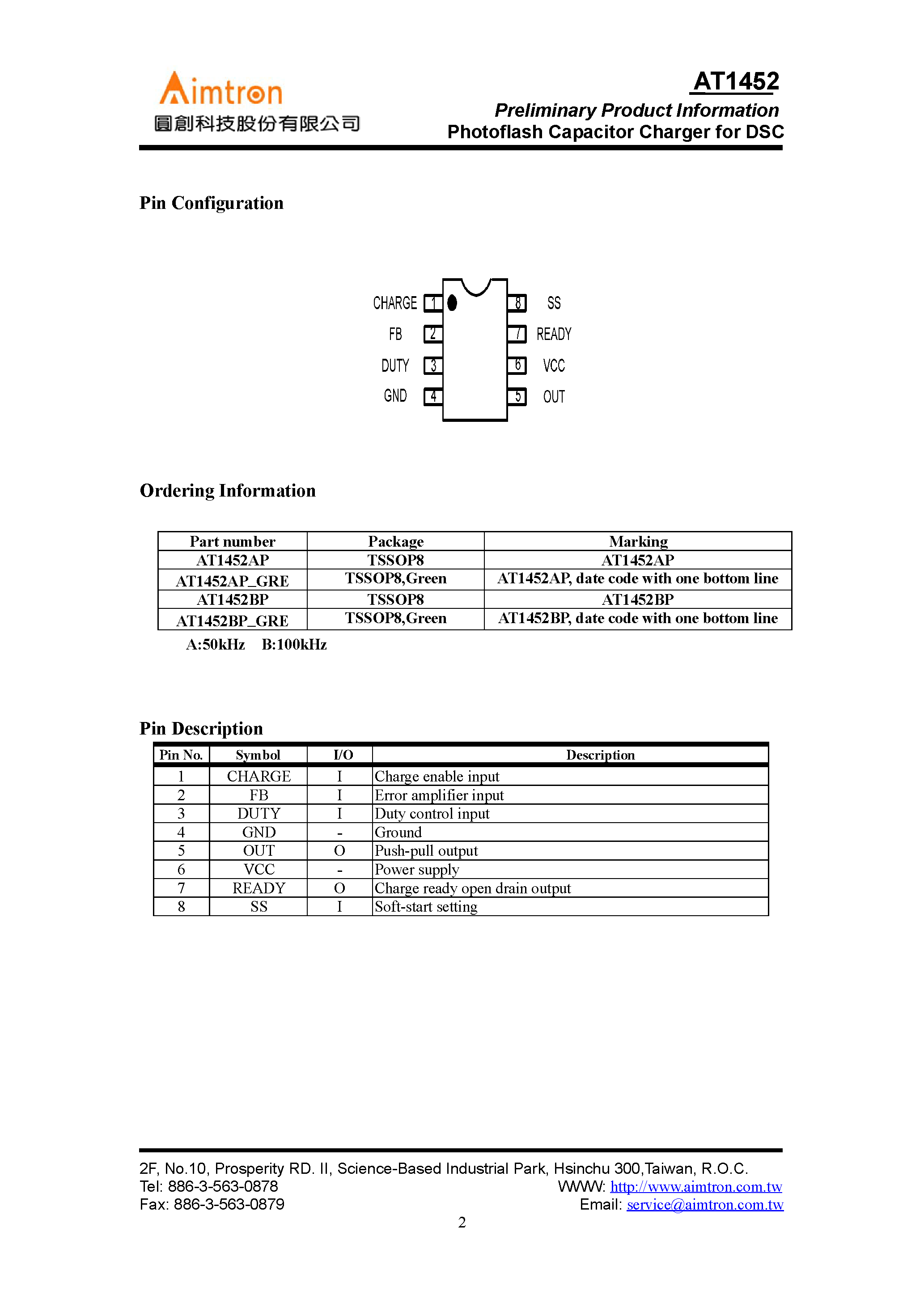 Datasheet AT1452 - Photoflash Capacitor Charger page 2