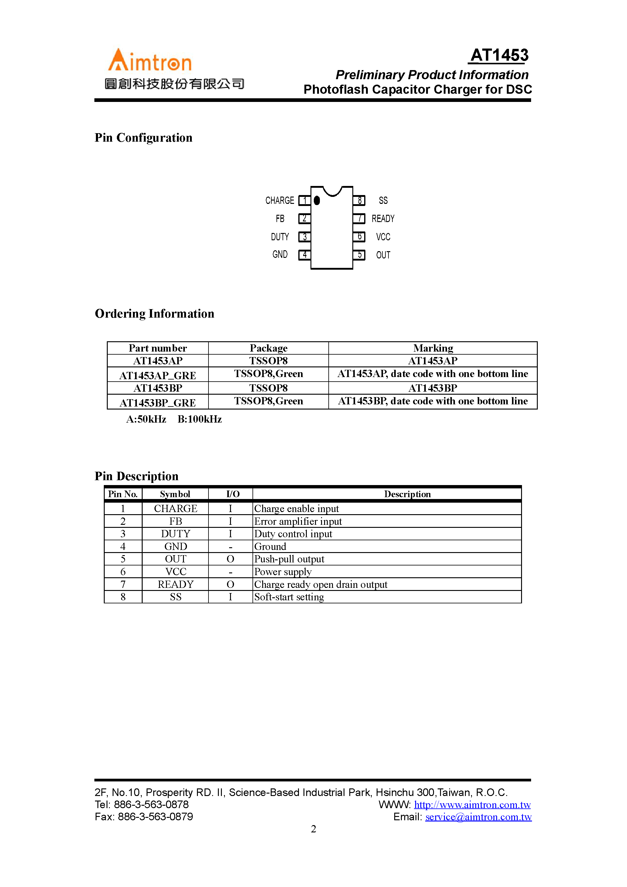 Datasheet AT1453 - Photoflash Capacitor Charger page 2