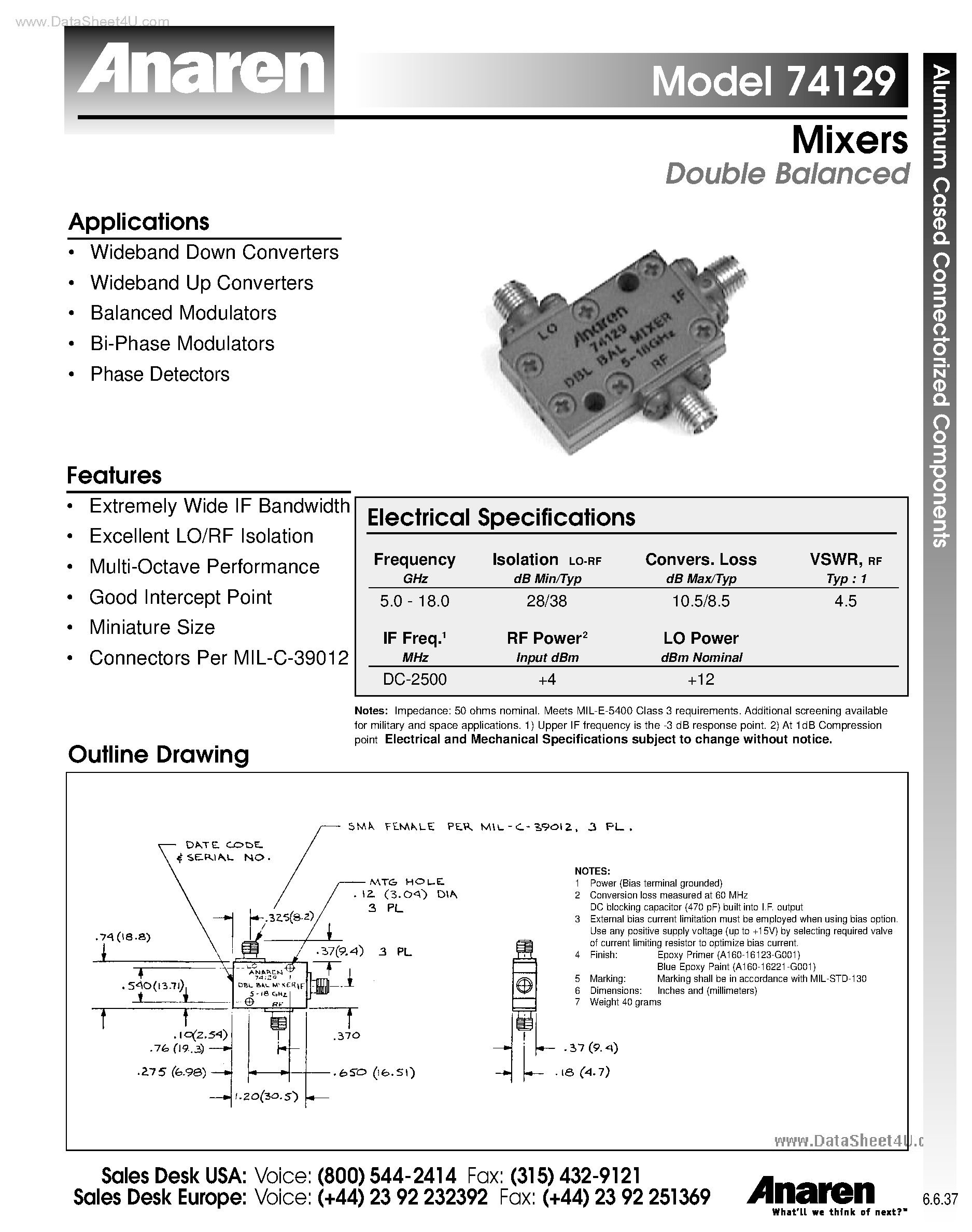 Datasheet 74129 page 1 Datasheet 74129 - Mixers page 1
