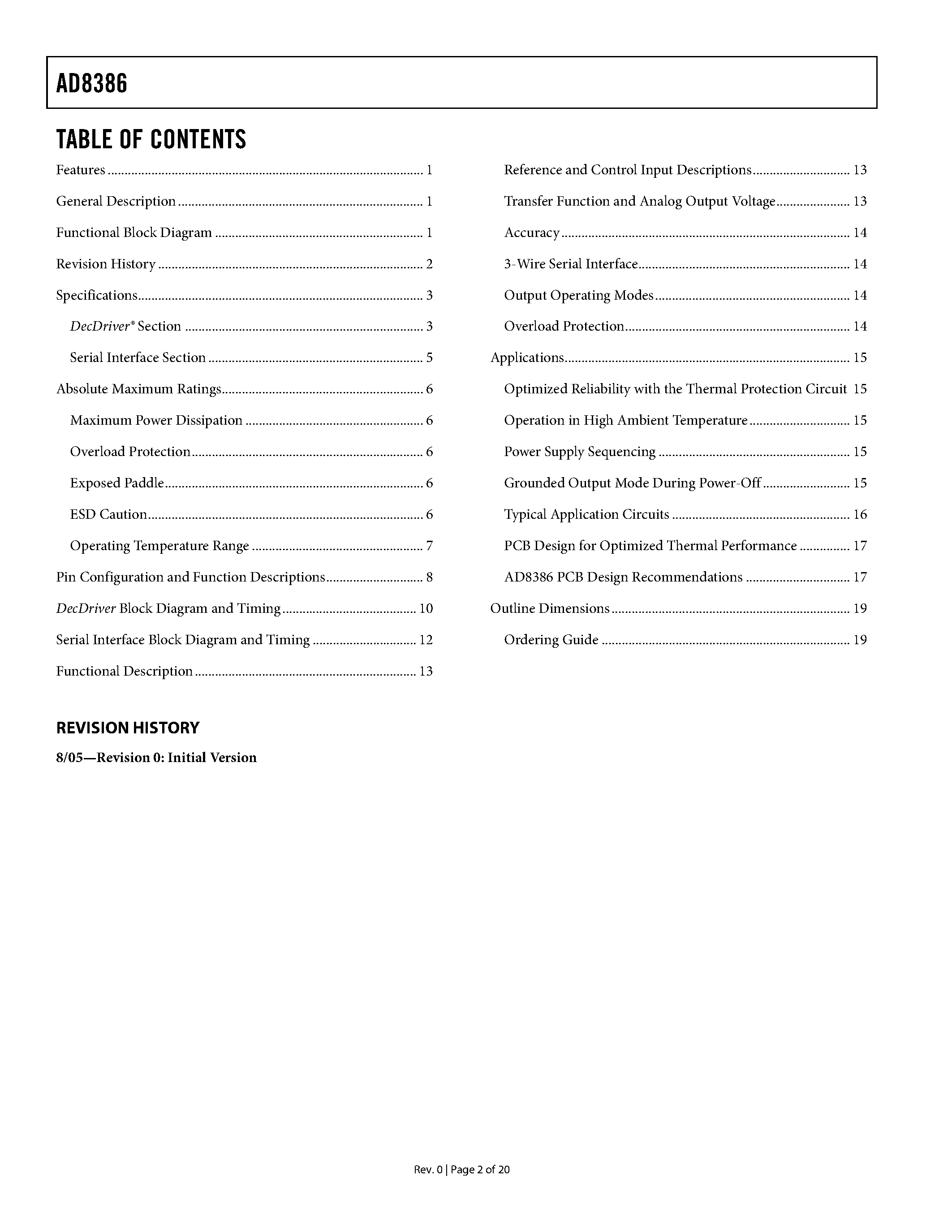 Datasheet AD8386 - 12-Channel Output Decimating LCD Driver page 2