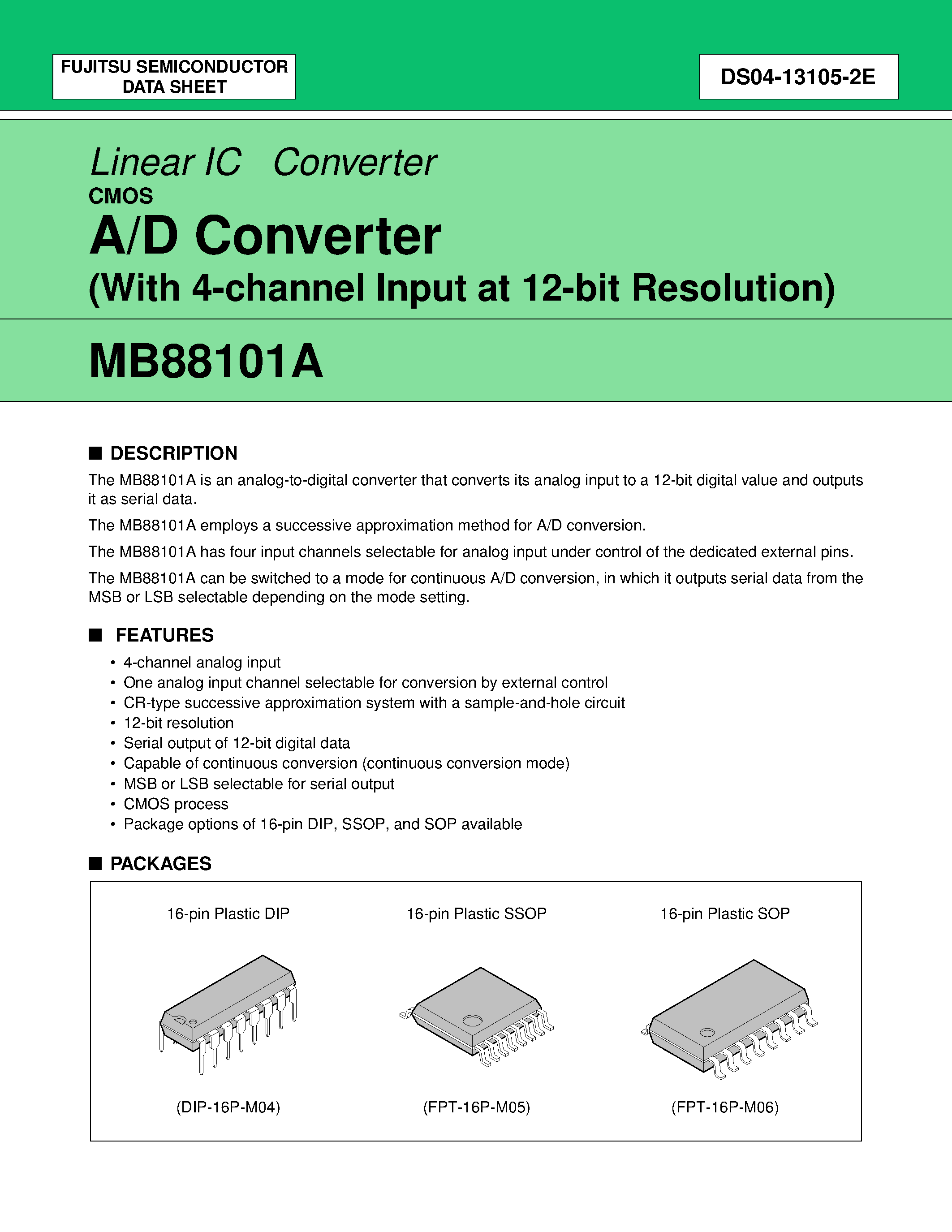 Даташит MB88101A - A/D Converter страница 1