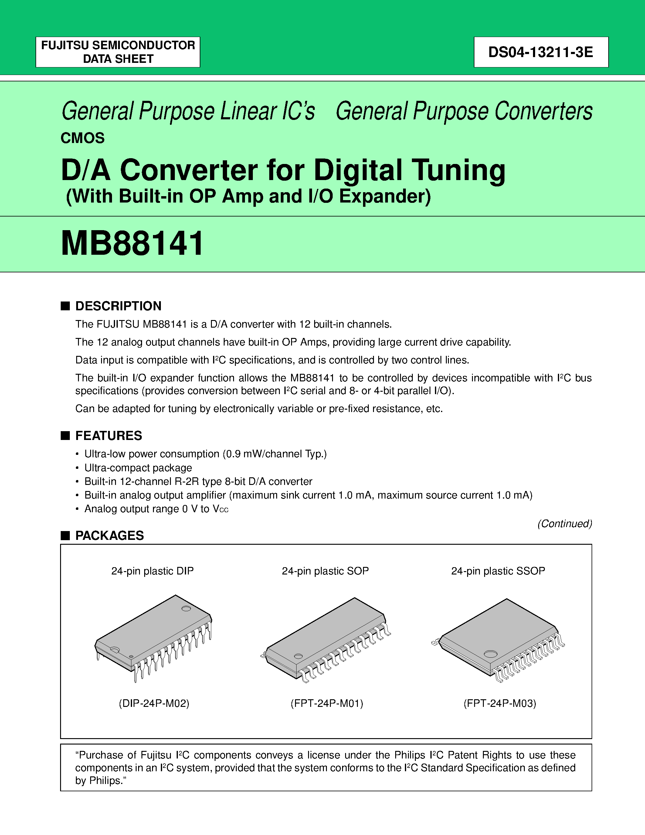 Даташит MB88141 - A/D Converter страница 1
