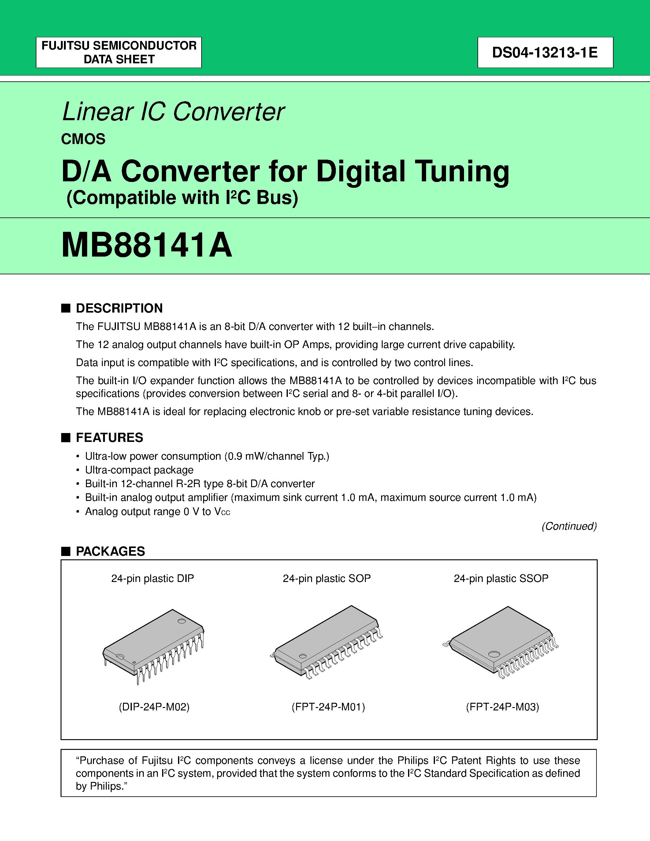 Даташит MB88141A - A/D Converter страница 1