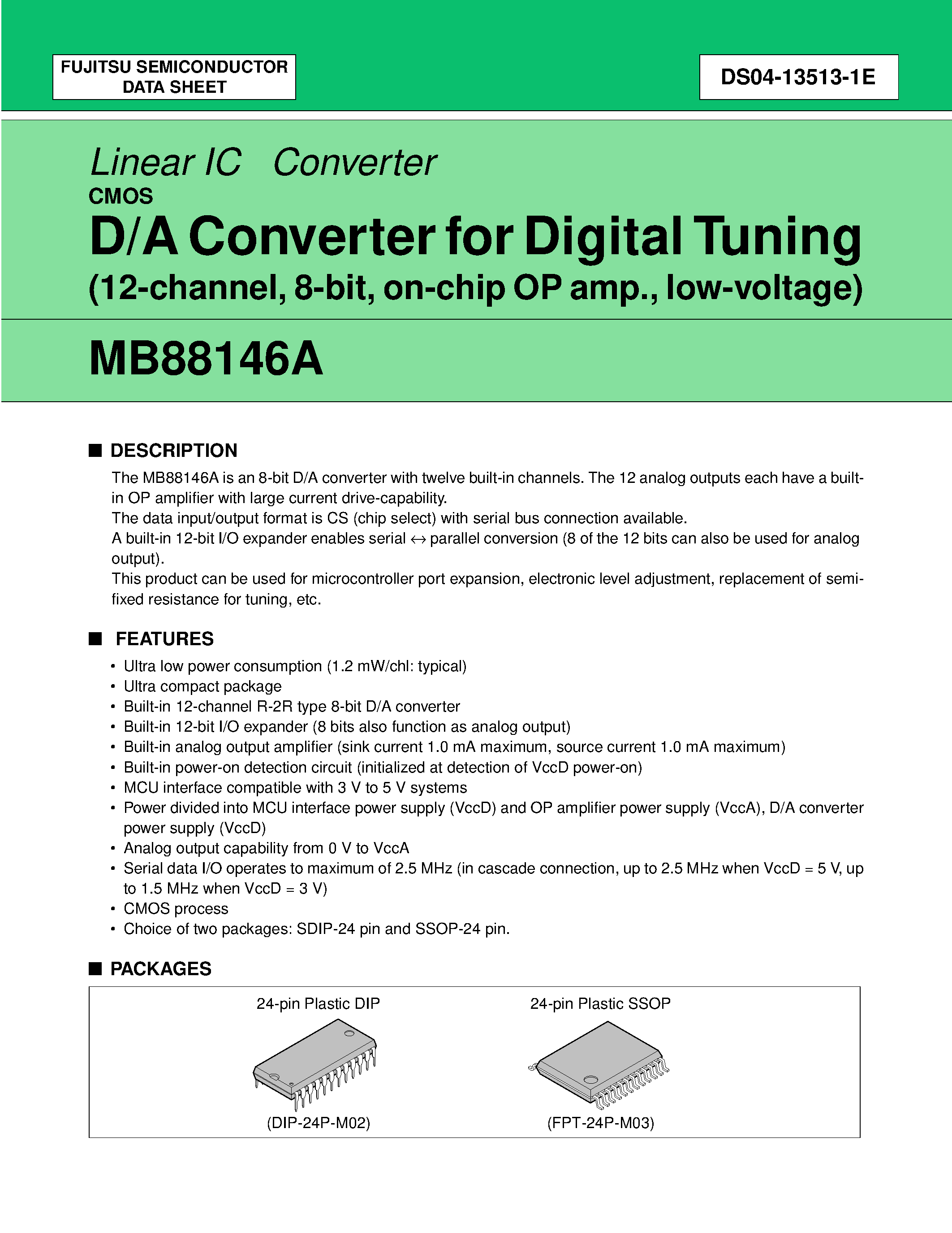 Даташит MB88146A - D/A Converter страница 1