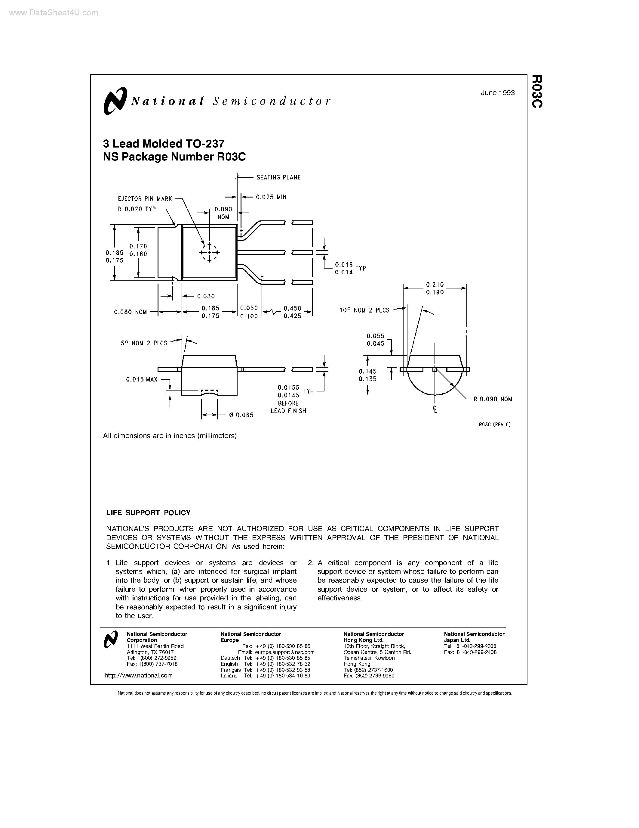 Datasheet R03C - 3 Lead Molded TO-237 NS Package page 1