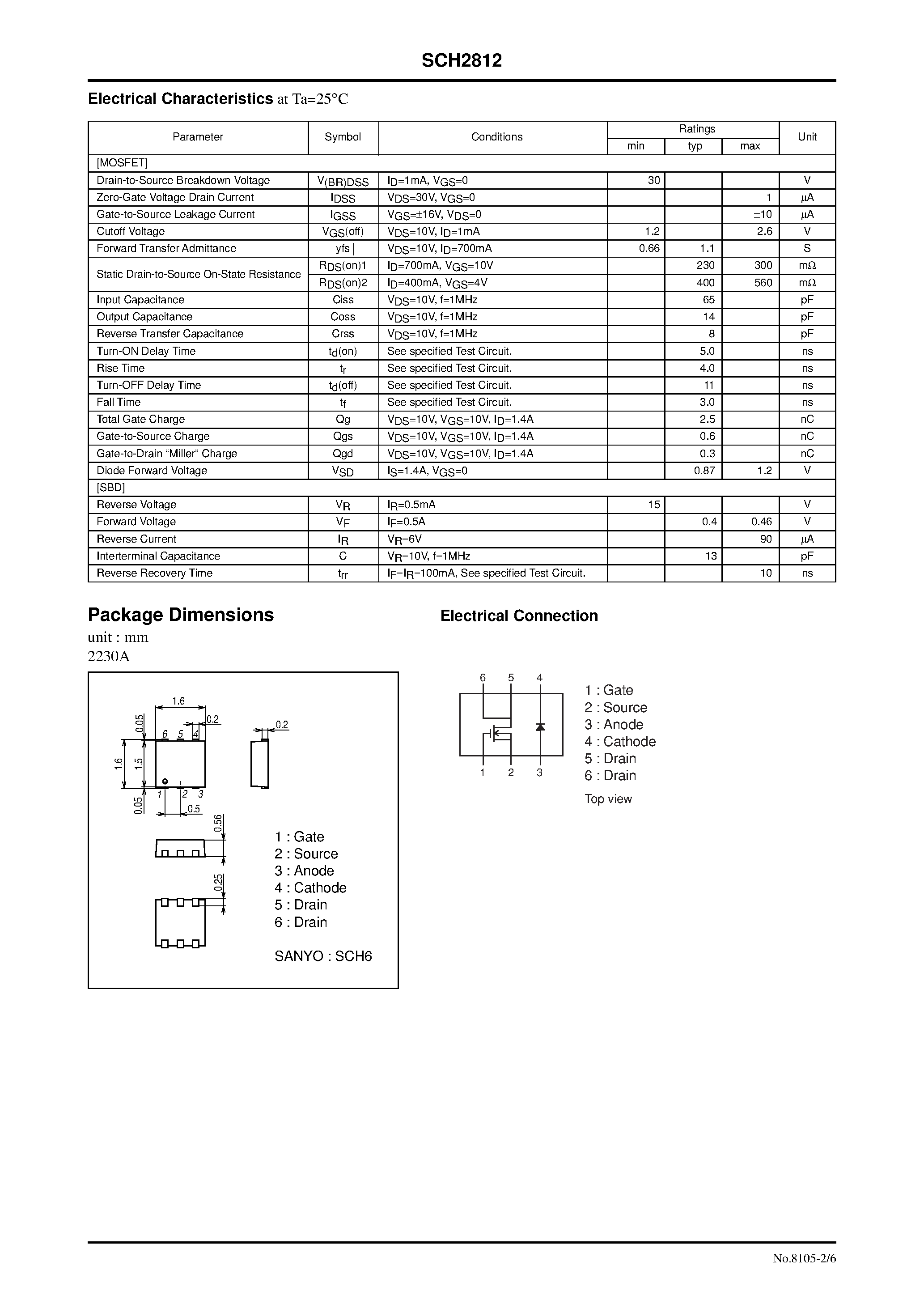 Datasheet SCH2812 page 2 Datasheet SCH2812 - General-Purpose Switching Device Applications page 2