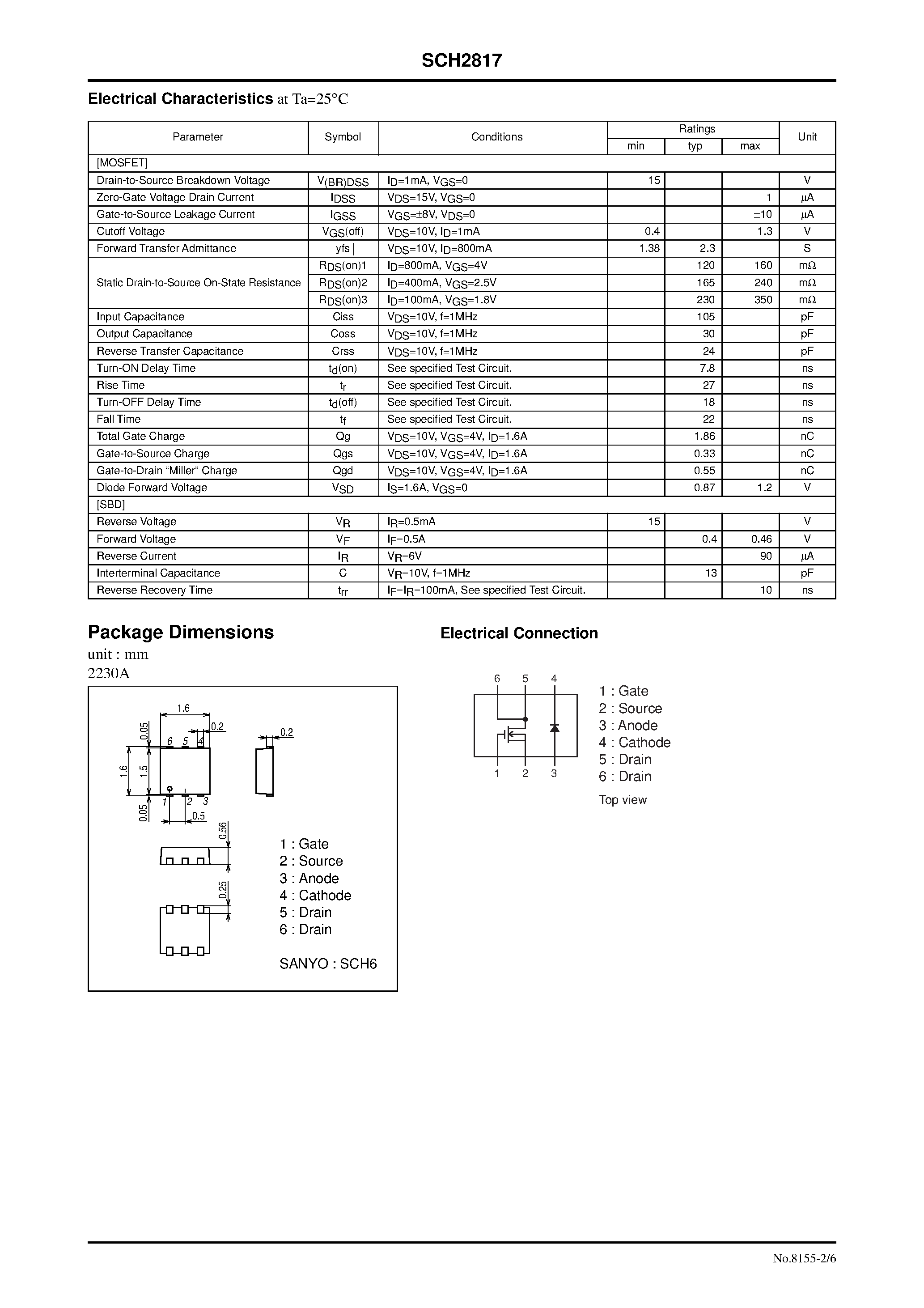 Datasheet SCH2817 page 2 Datasheet SCH2817 - General-Purpose Switching Device Applications page 2