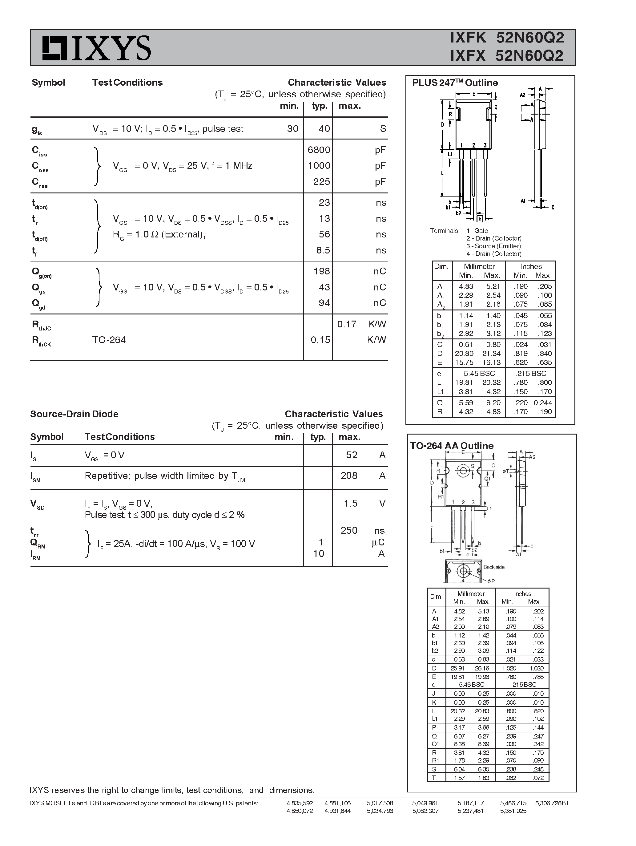 Datasheet IXFK52N60Q2 - (IXFK52N60Q2 / IXFX52N60Q2) Advanced Technical Information page 2