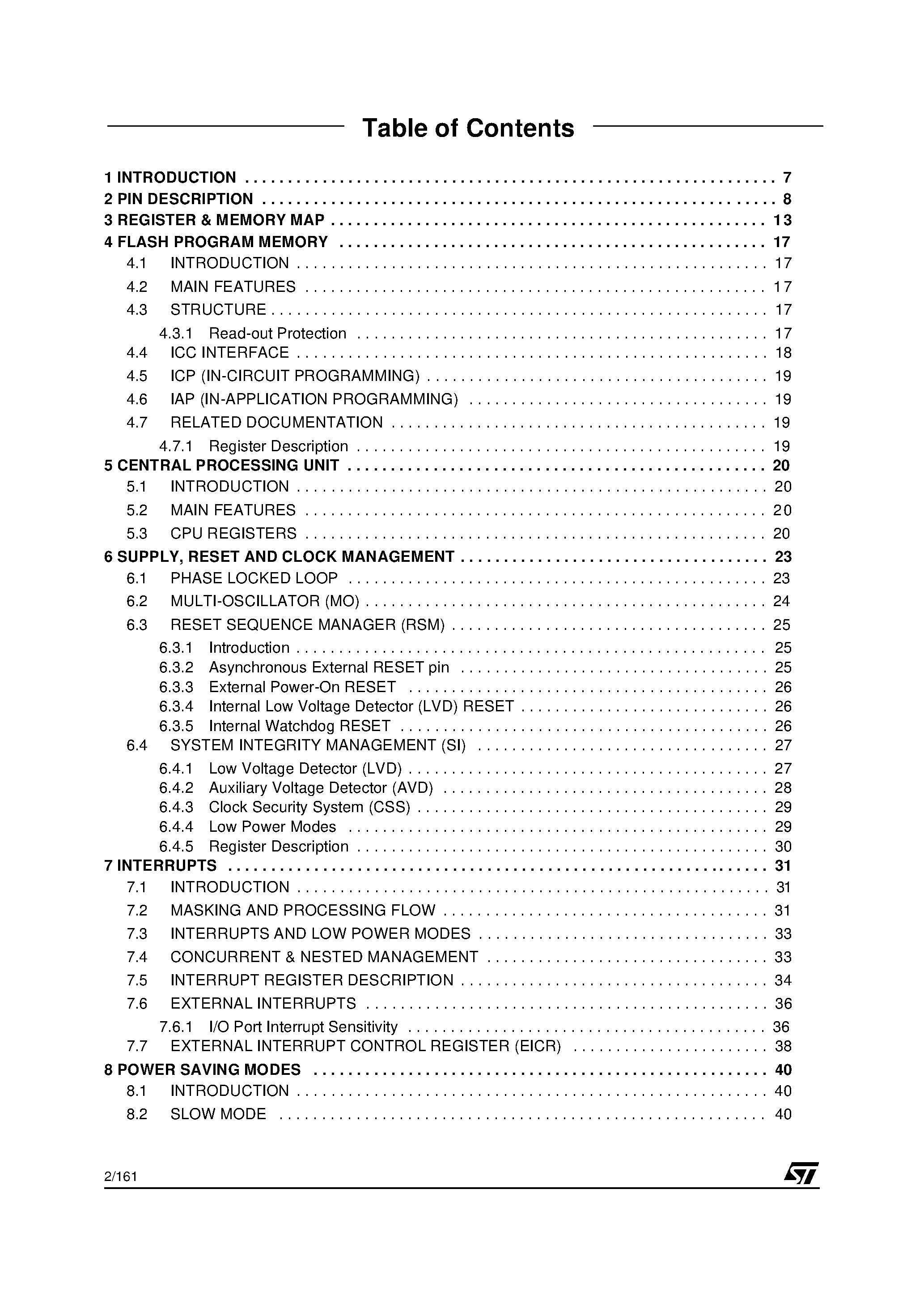 Datasheet ST72324 page 2 Datasheet ST72324 - 8-BIT MCU page 2