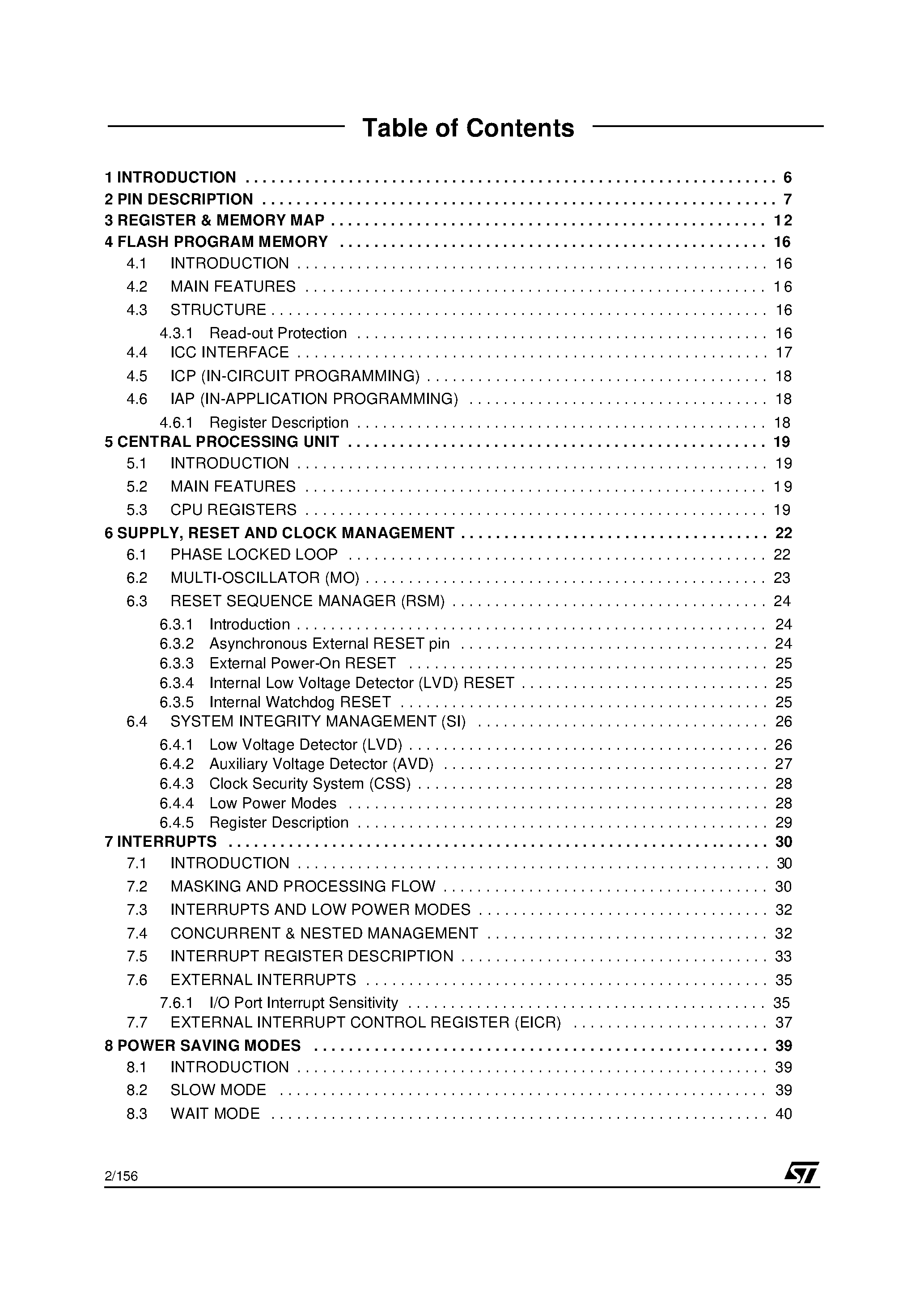 Datasheet ST72324J page 2 Datasheet ST72324J - 8-BIT MCU page 2