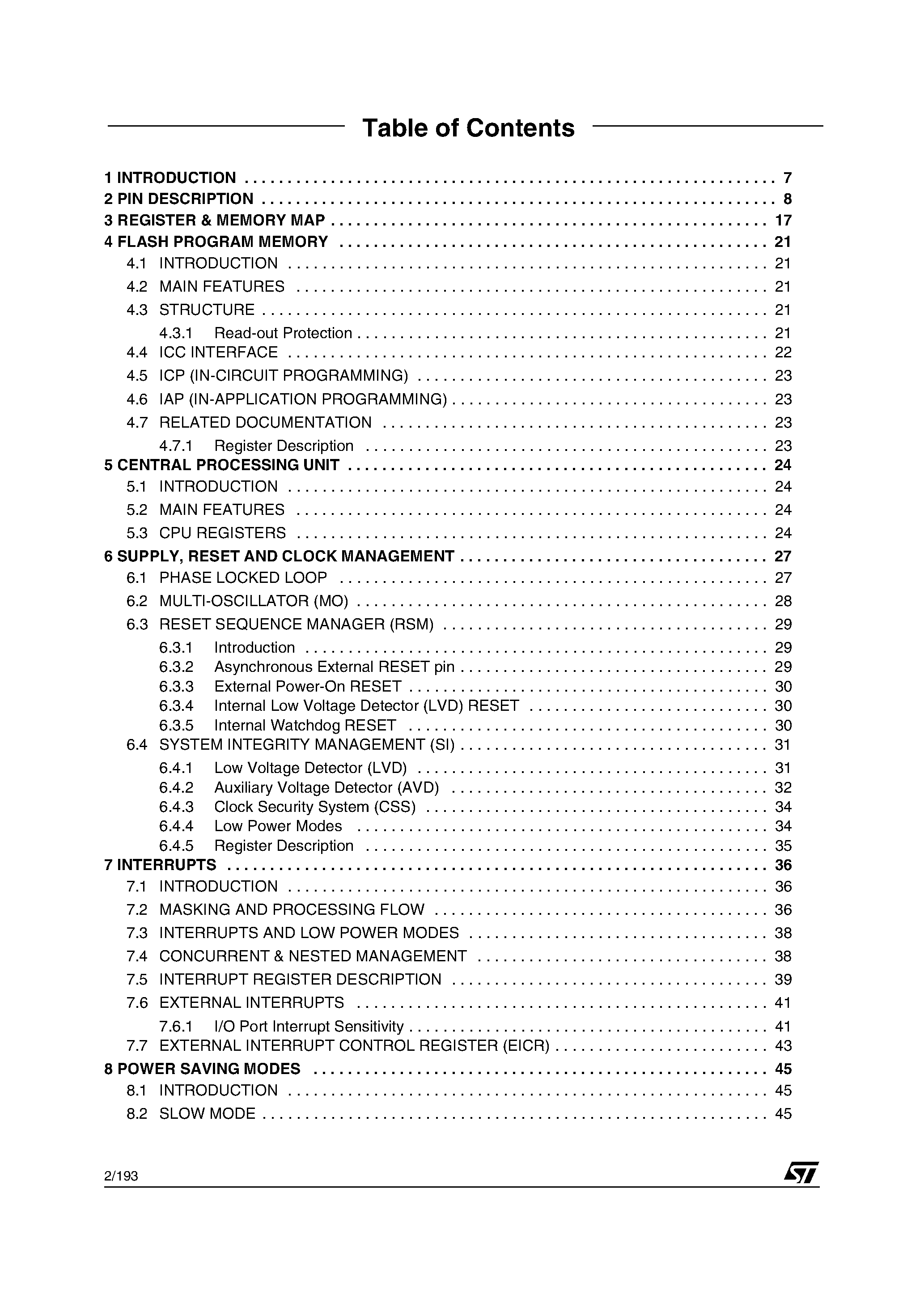 Datasheet ST72325 page 2 Datasheet ST72325 - 8-BIT MCU page 2