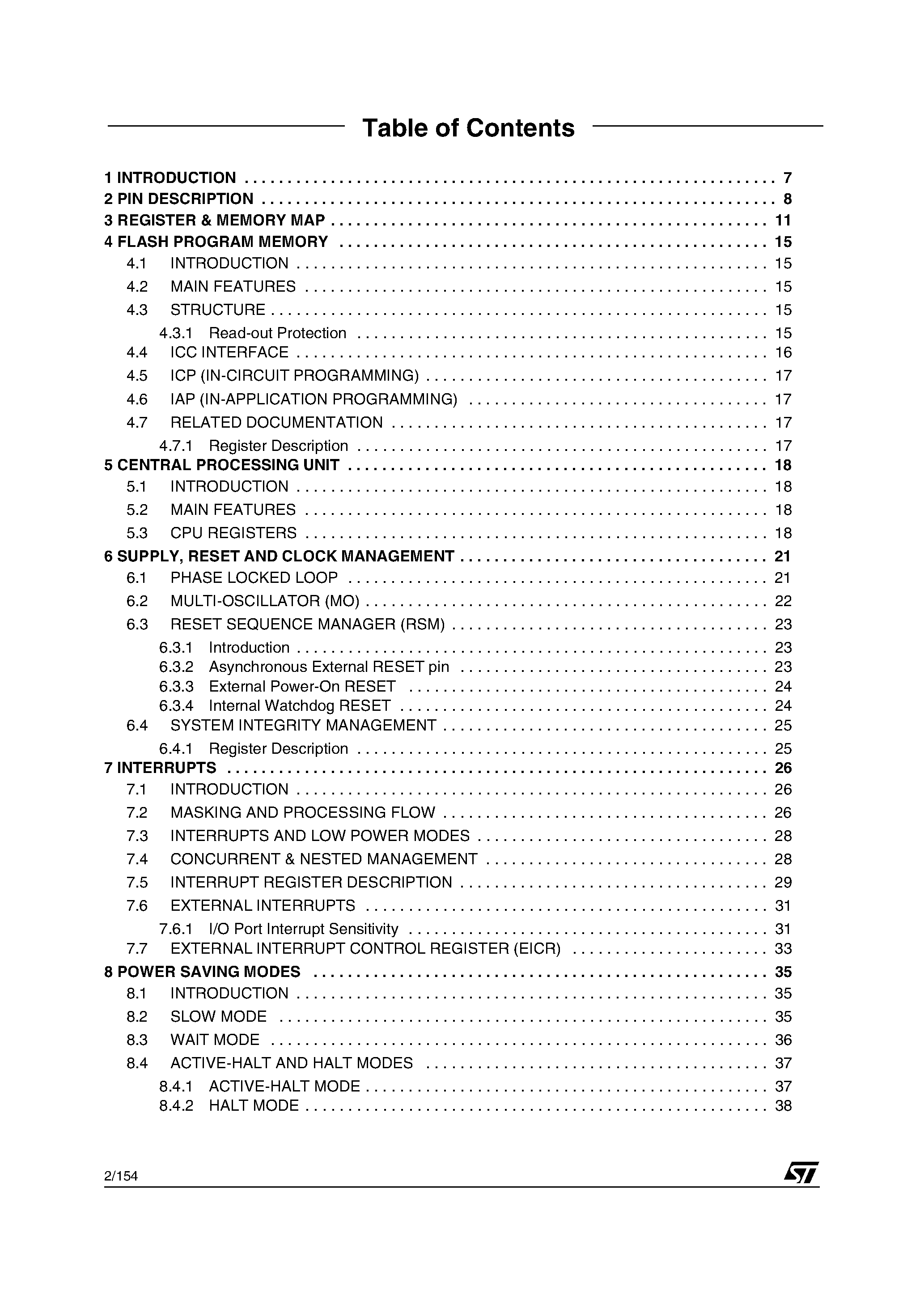 Datasheet ST72325A page 2 Datasheet ST72325A - 8-BIT MCU page 2