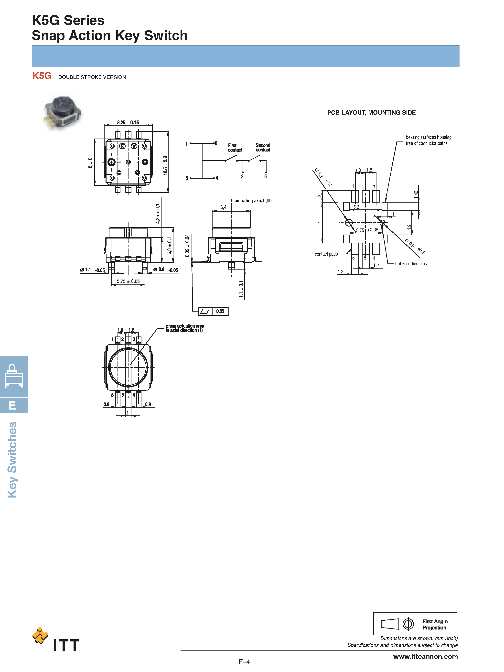 Даташит K5G - Snap Action Key Switch страница 2