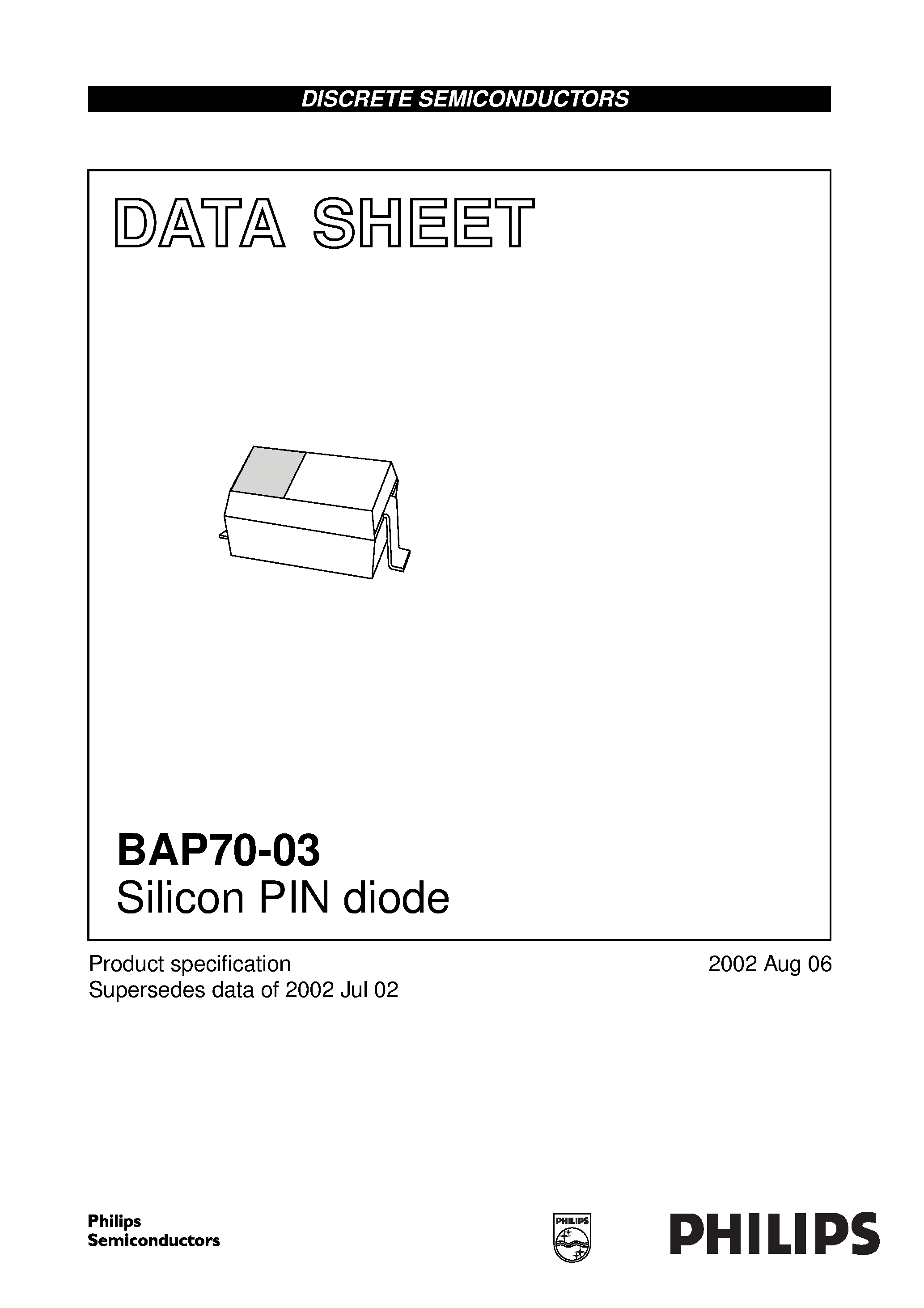 Datasheet BAP70-03 page 1 Datasheet BAP70-03 - Silicon PIN diode page 1