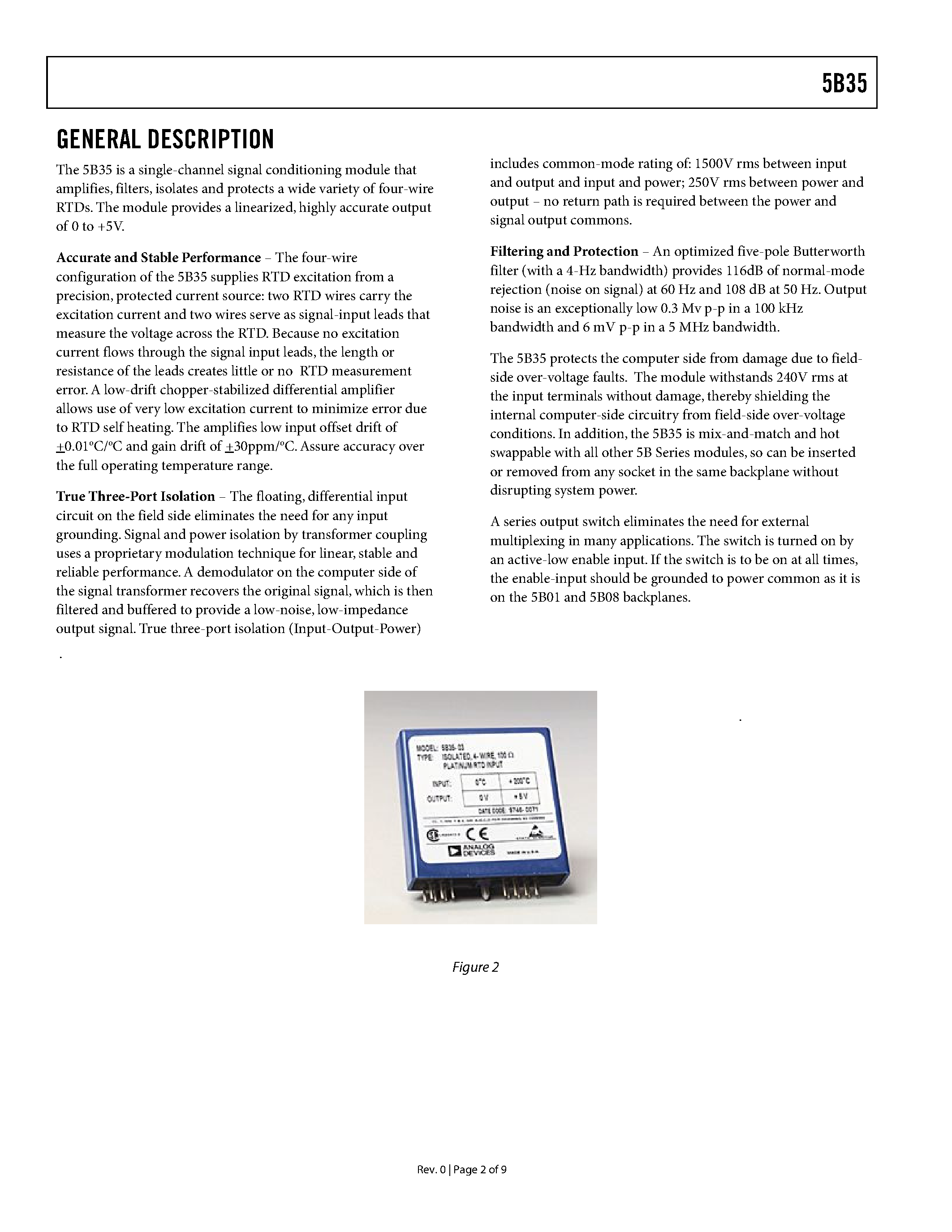 Datasheet 5B35 - ISOLATED LINEARIZED 4-WIRE RDT INPUT page 2