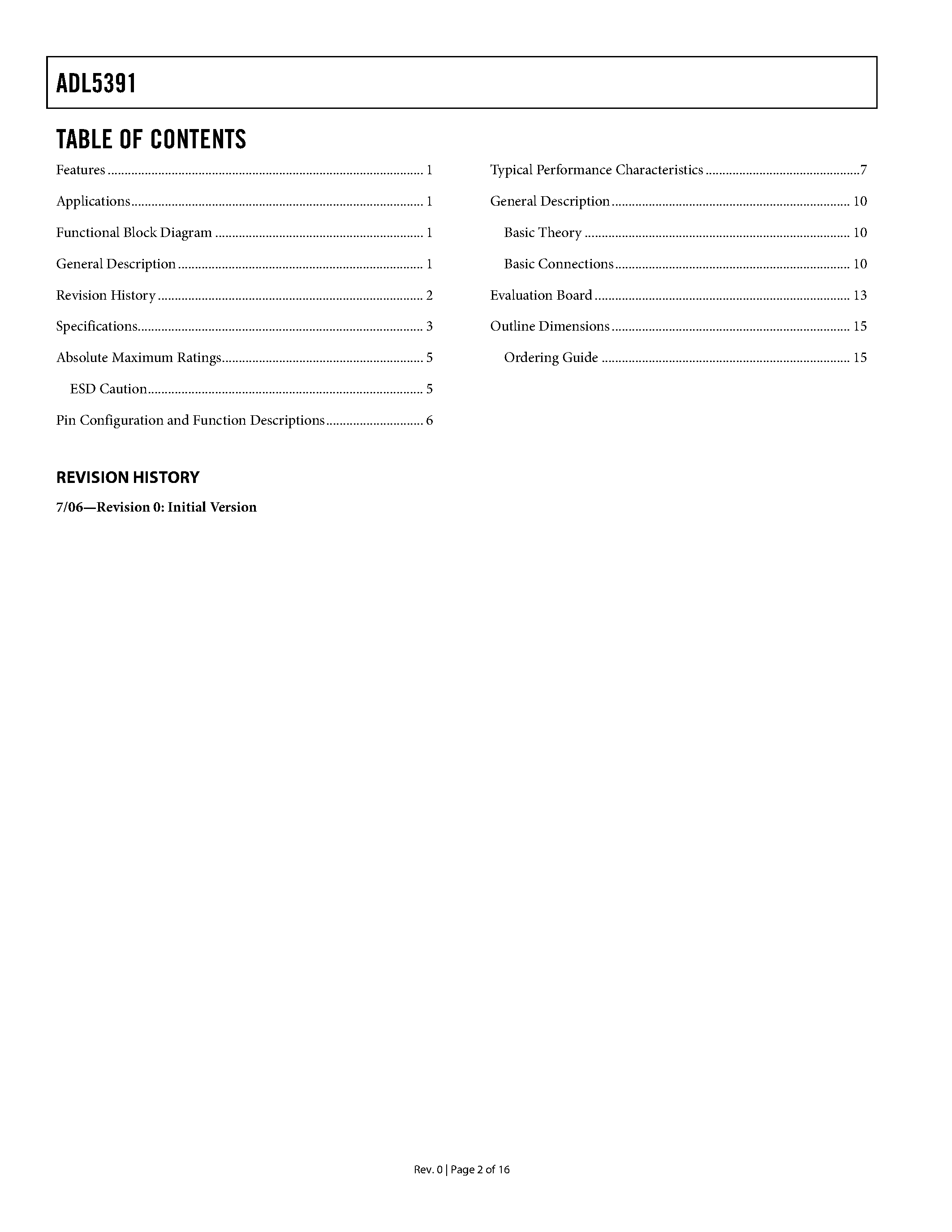 Datasheet ADL5391 - DC to 2.0 GHz Multiplier page 2