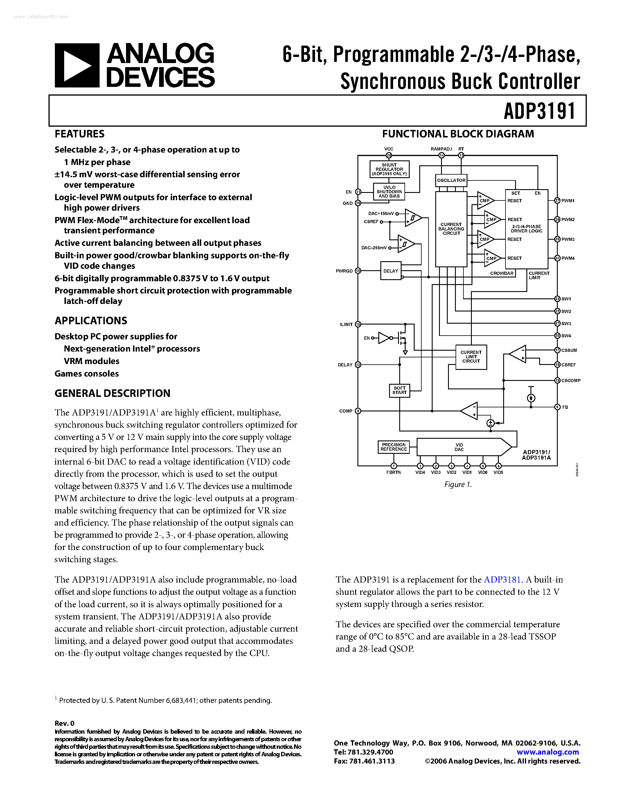 Datasheet ADP3191 - Synchronous Buck Controller page 1