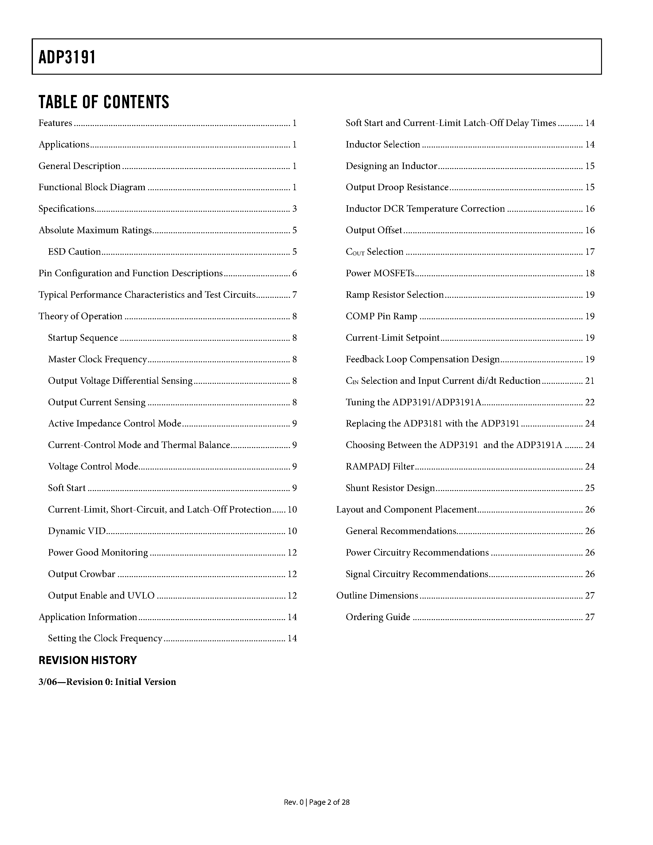 Datasheet ADP3191 - Synchronous Buck Controller page 2