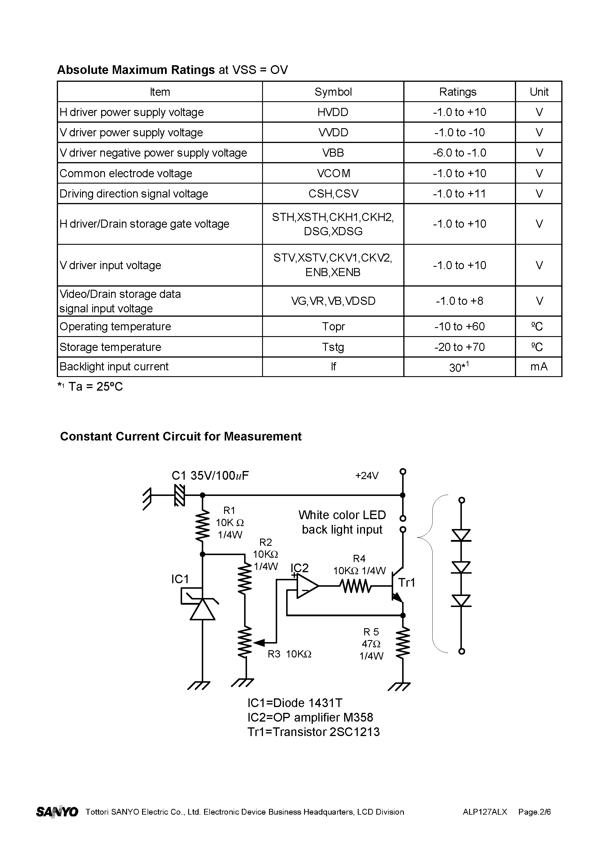 Datasheet ALP127ALX - low power consumption 1.5 inch low temperature poly-silicon TFT-LCD module is suitable page 2