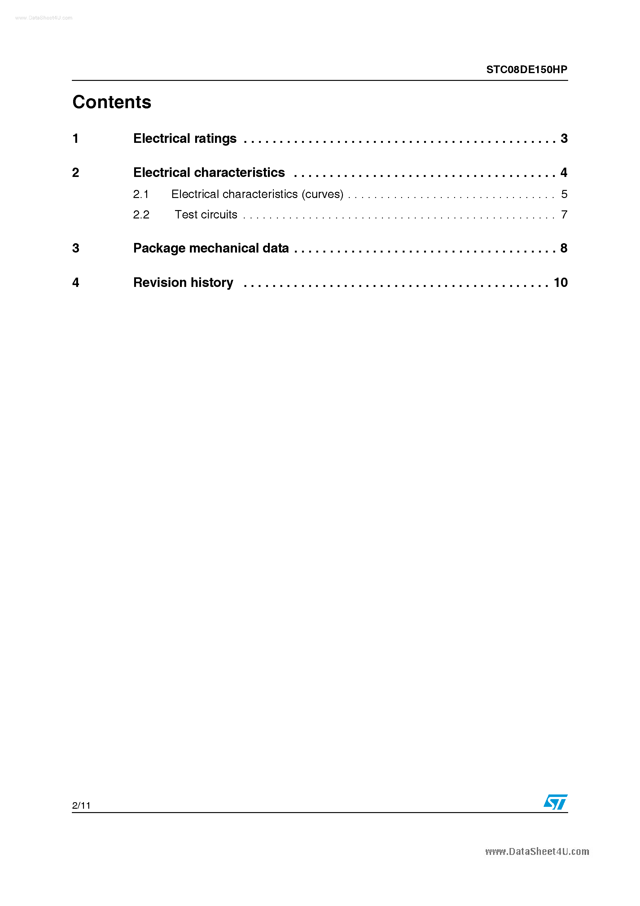 Datasheet STC08DE150HP - Hybrid Emitter Switched Bipolar Transistor page 2
