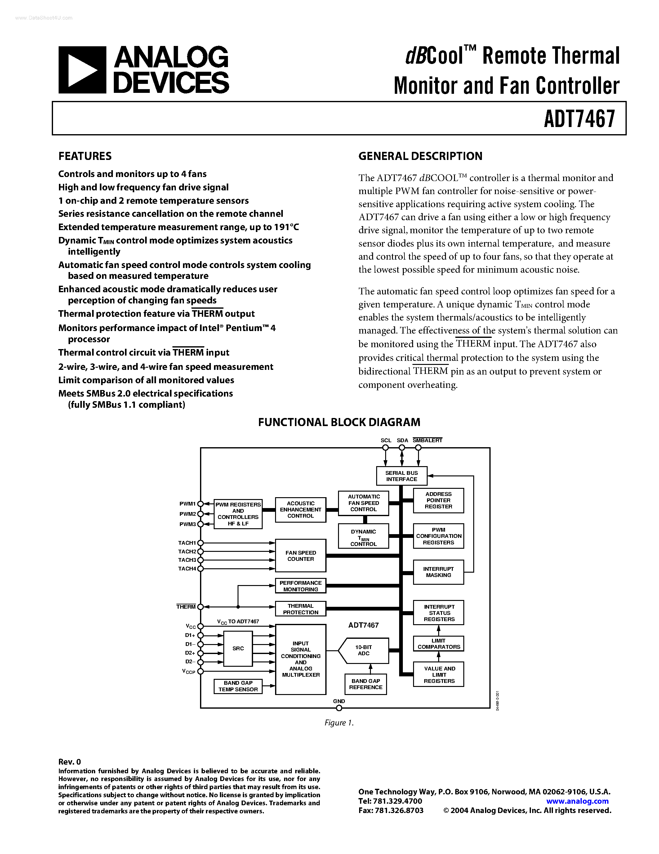 Datasheet ADT7467 - dBCool Remote Thermal Monitor and Fan Controller page 1