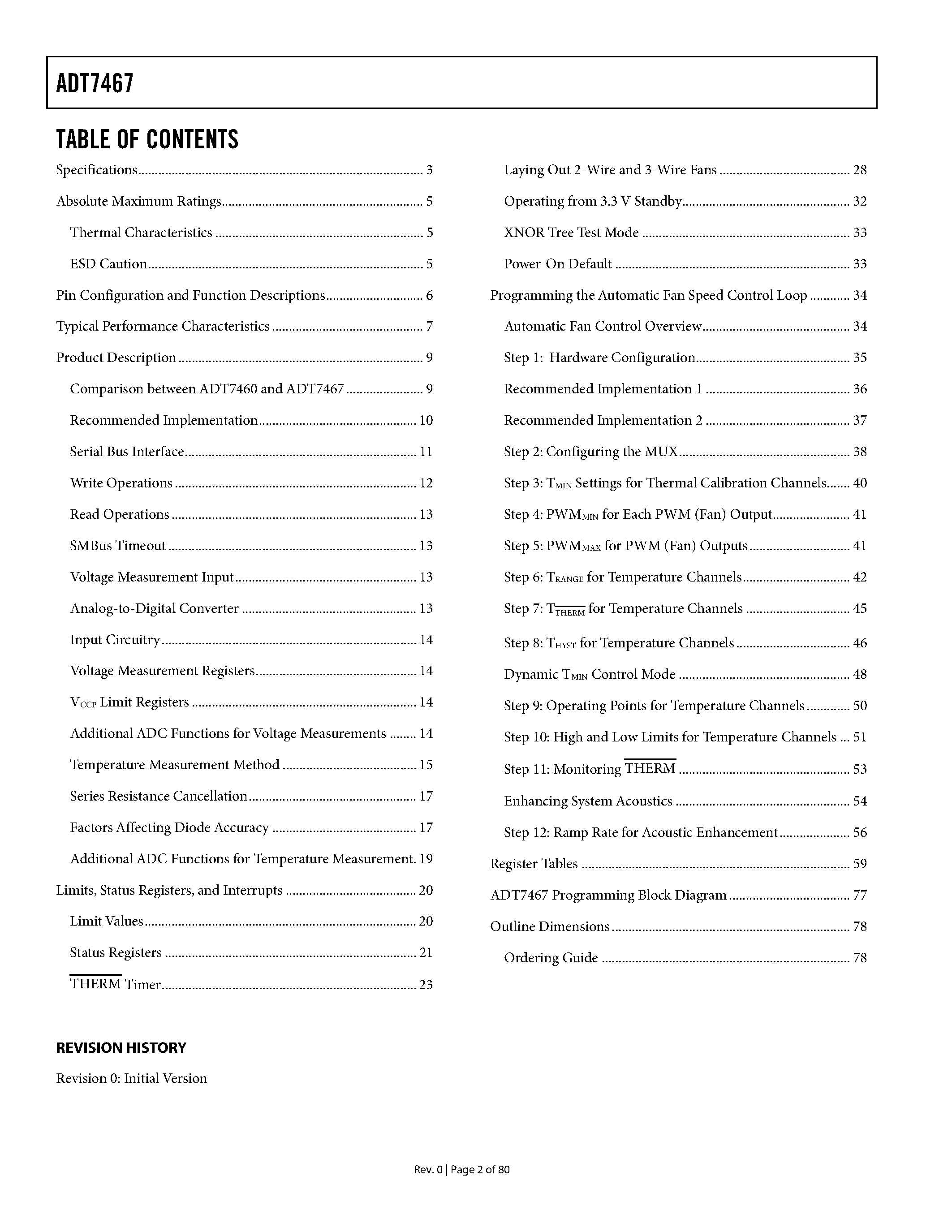 Datasheet ADT7467 - dBCool Remote Thermal Monitor and Fan Controller page 2