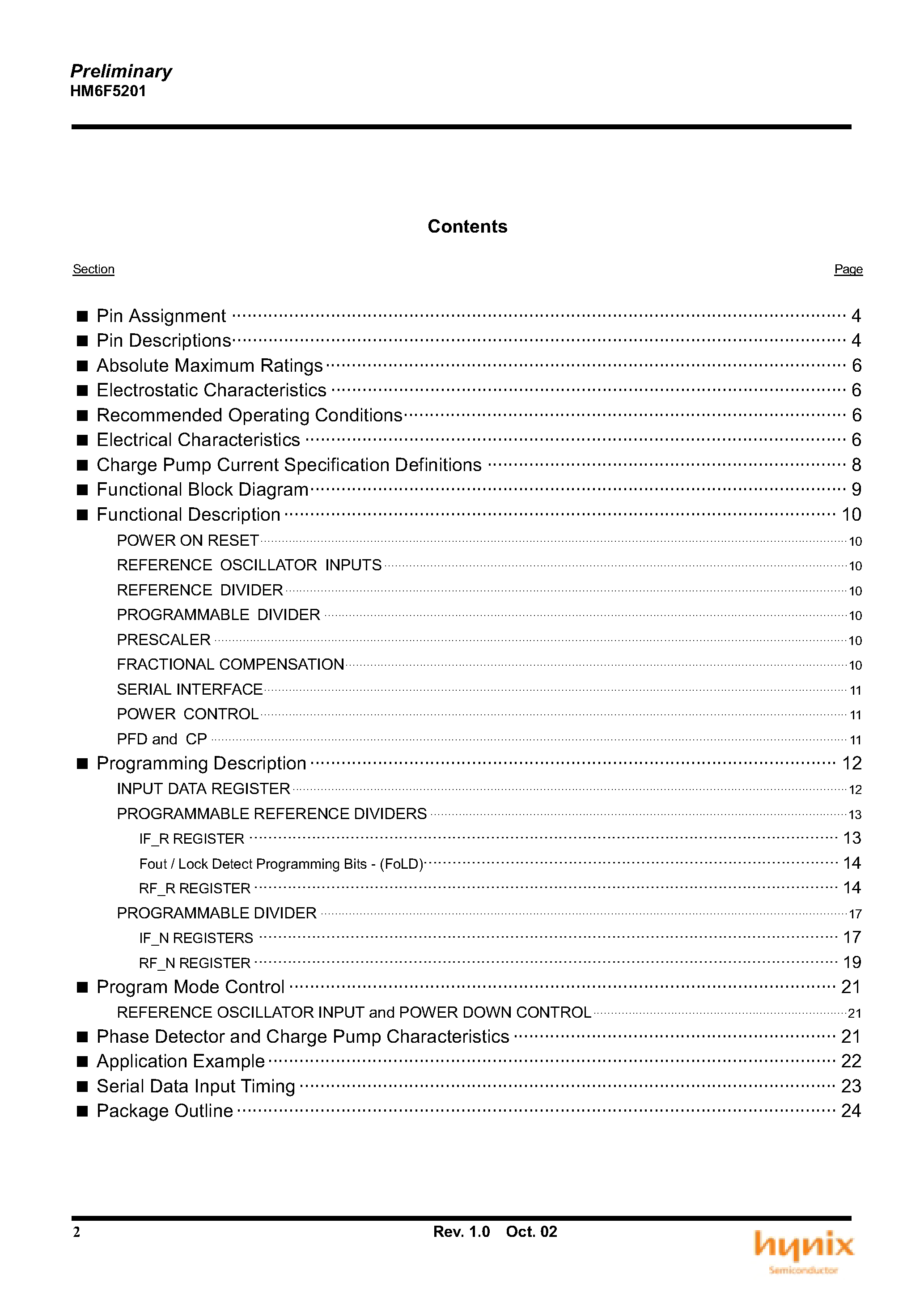 Datasheet HM6F5201 - Dual Fractional-N / Integer-N Frequency Synthesizer page 2