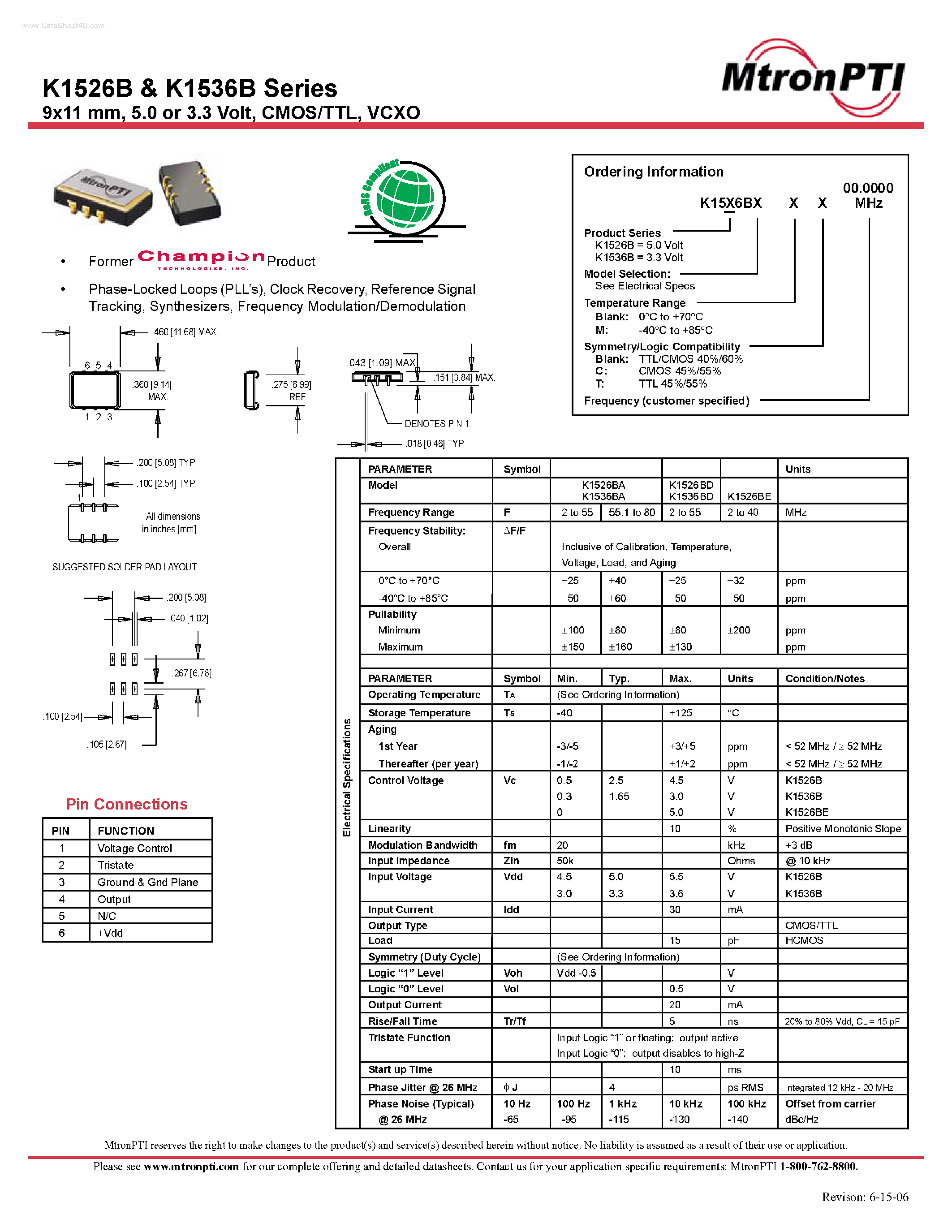Datasheet K1536B - (K1526B / K1536B) CMOS/TTL page 1