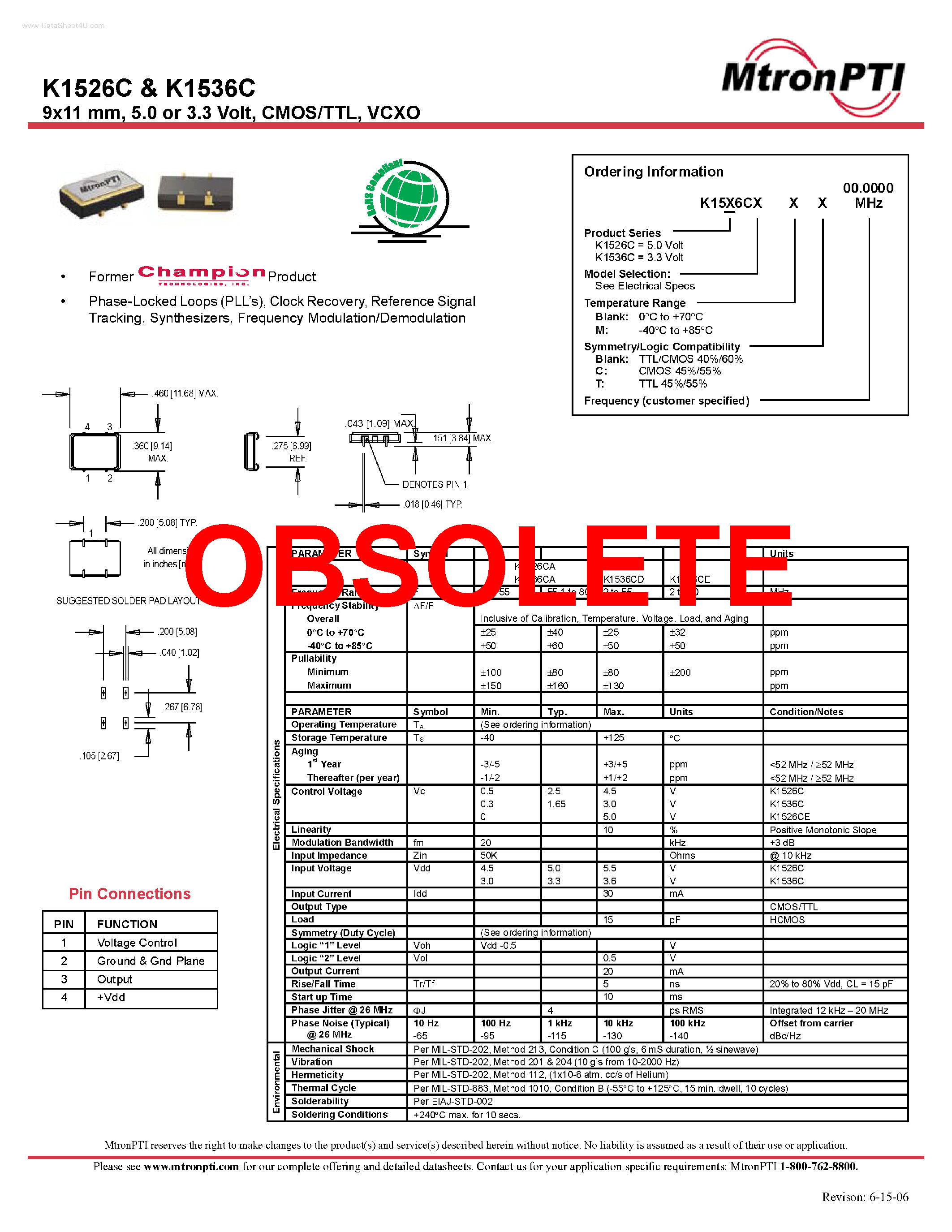Datasheet K1526C - (K1526C / K1536C) CMOS/TTL page 1