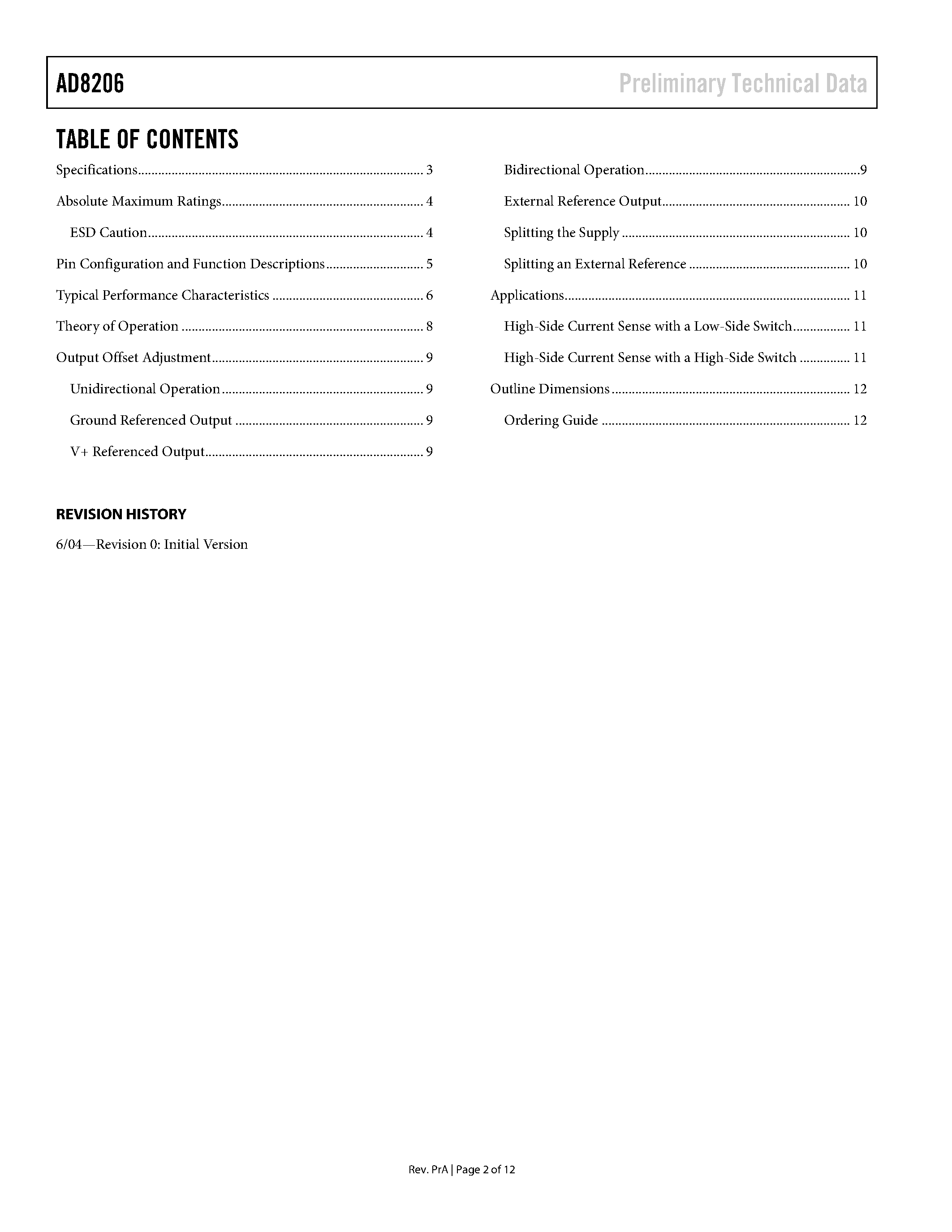 Datasheet AD8206 - Single-Supply 42 V System Difference Amplifier page 2